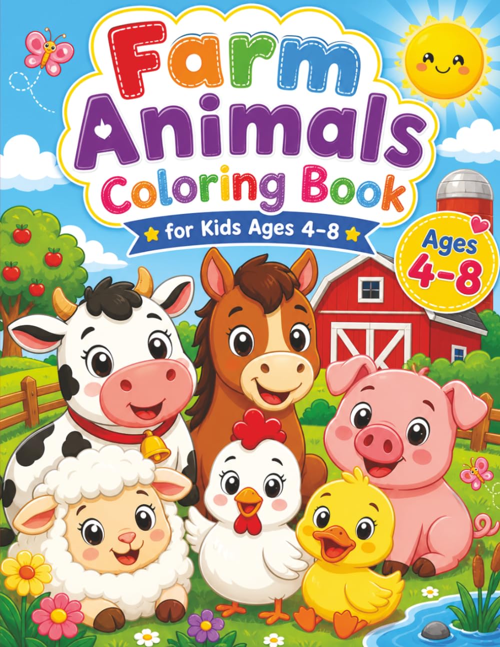 Farm Animals Coloring book for kids ages 4-8