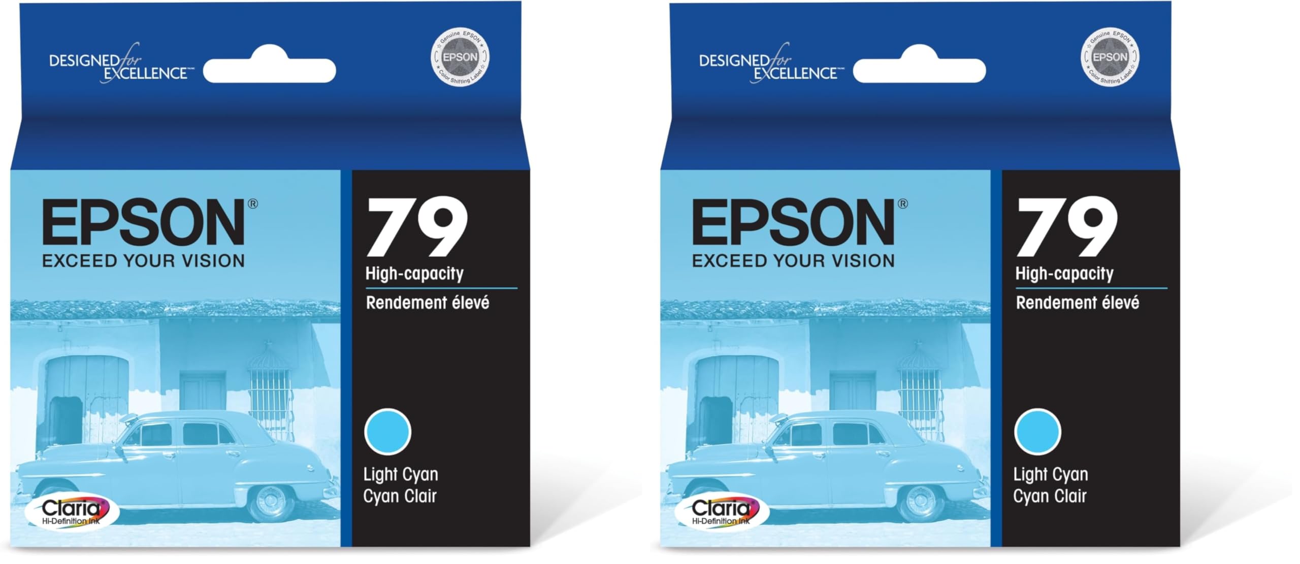 Epson 79 Claria Hi-Definition Ink Standard Capacity Light Cyan (T079520) Works with Artisan 1430, Stylus Photo 1400 (Pack of 2)