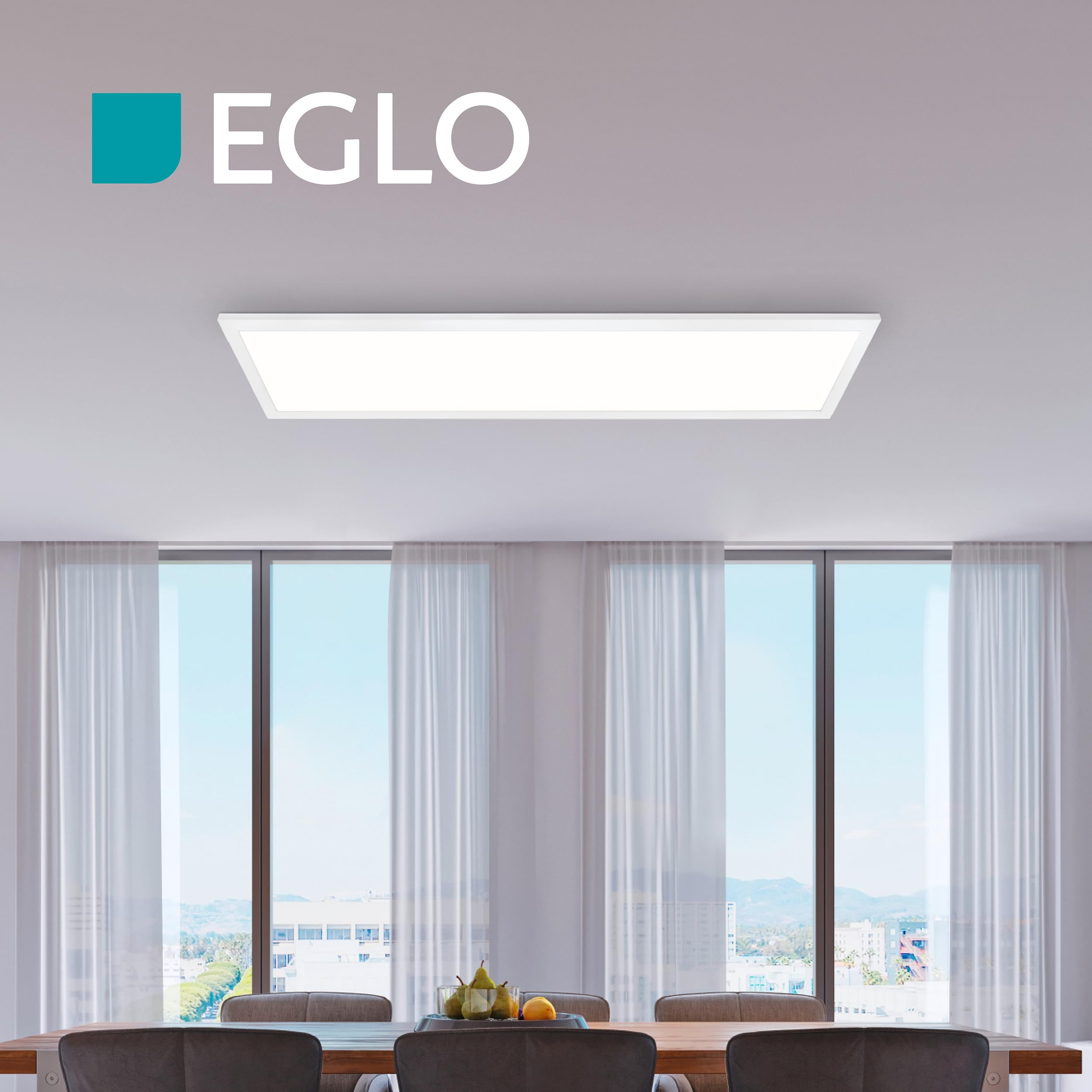 EGLO Bottazzo Lámpara de techo LED, con mando a distancia, panel ultraplano | luz trasera, oficina, atenuable, metal y plástico en blanco, RGB, blanco cálido-blanco frío, 100 x 25 cm