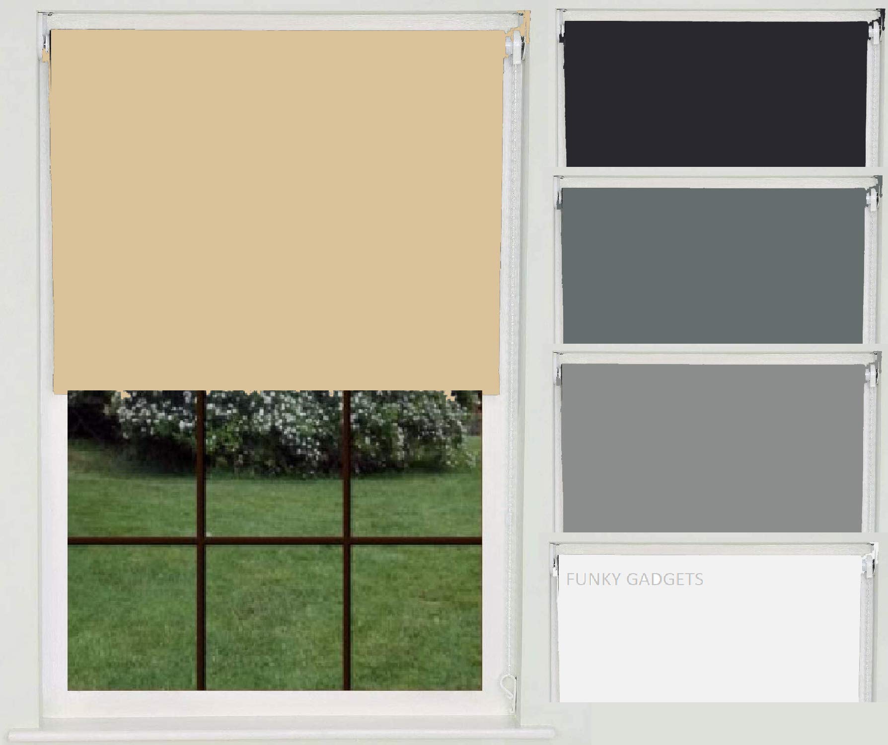 Funky Gadgets Thermal Blackout Roller blind/blinds Window Treatment (180 x 165 cm, Cappuccino)