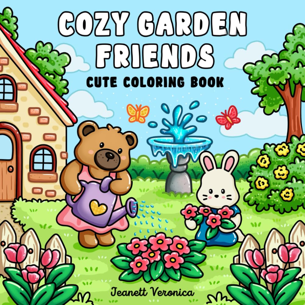 Cozy Garden Friends: Cute Coloring Book for Adults and Teens, Featuring Adorable Animal Characters (Cute and Cozy Coloring Books)
