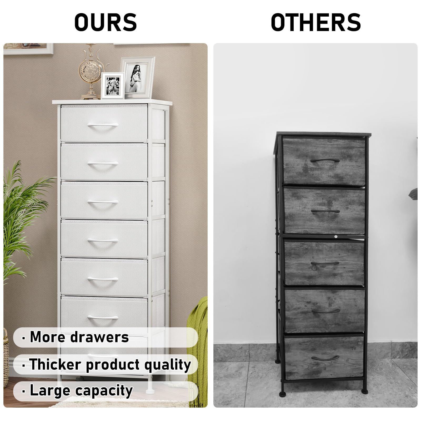 tall thin white dresser Blaire 5-Drawer Small Space Dresser, Laquered Simply Features a Simply White finish with a drawer pull finished in gold 5-Drawer White Fabric Dresser