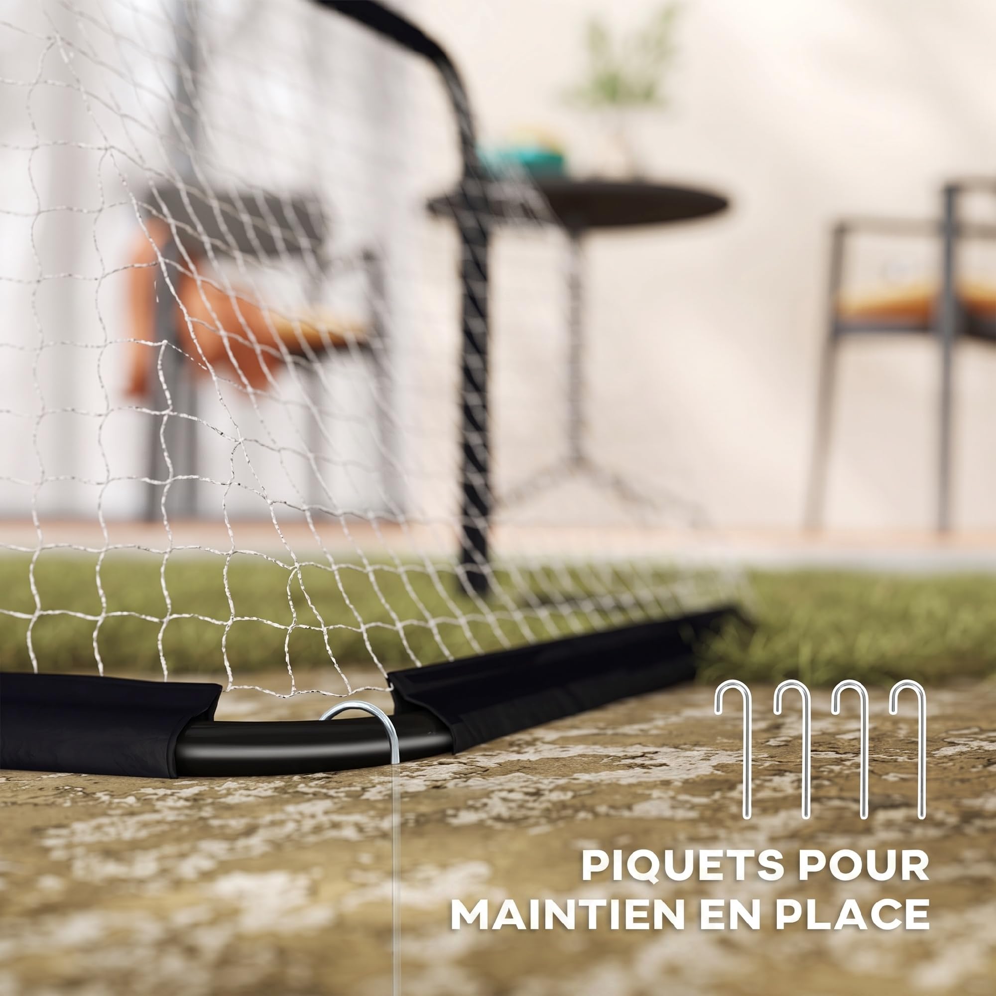 HOMCOM Porta da calcio pieghevole 2 pz metallo bambini 90x36x60 cm Nero | Porte da calcio con telaio metallico, per adulti, giardino
