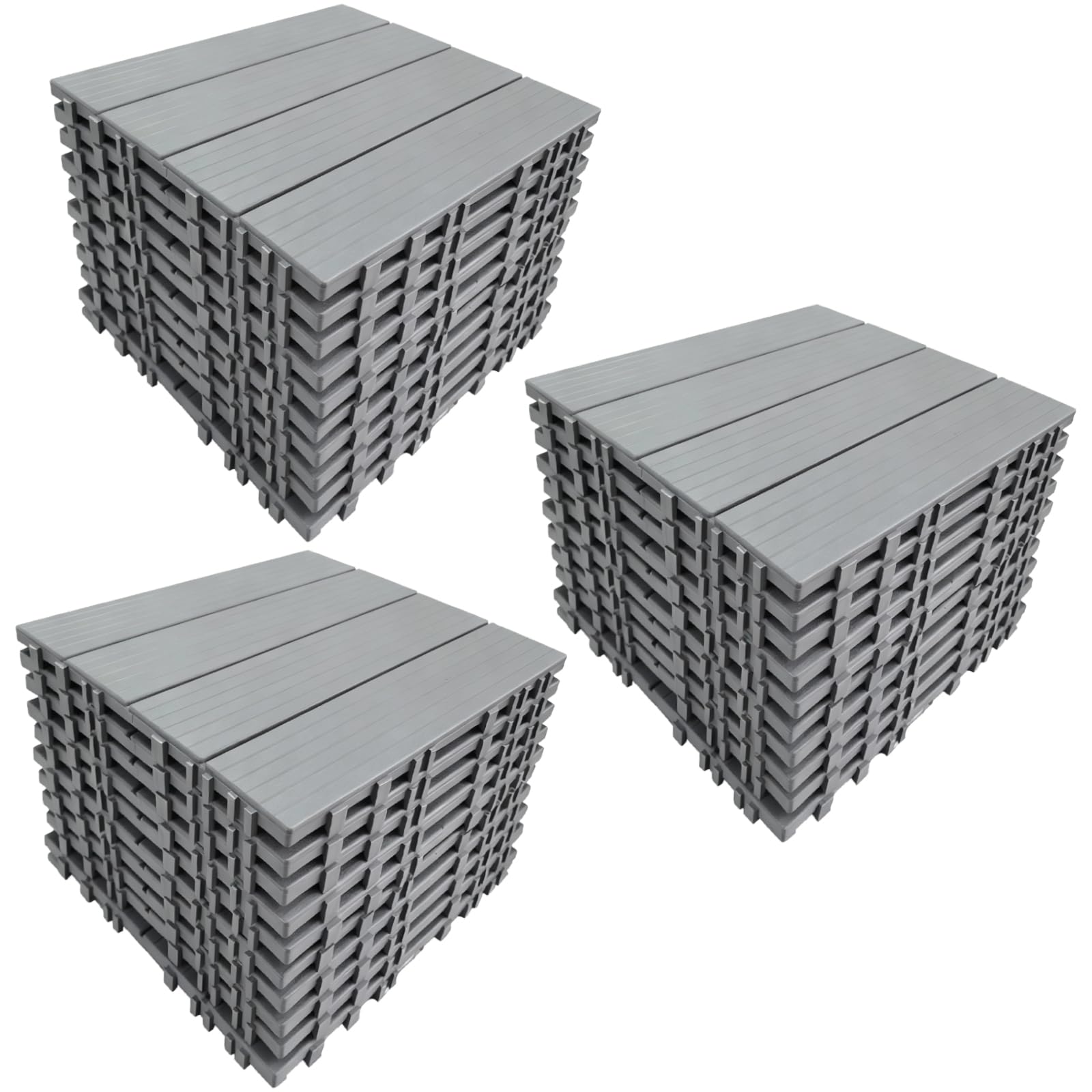 30 Pcs Plastic Interlocking Deck Tiles,30×30 cm Patio Tiles Outdoor Waterproof Tiles All Weather Use Patio Flooring Deck Flooring for Balcony,Terrace,Backyard (Grey, Pcs of 30)