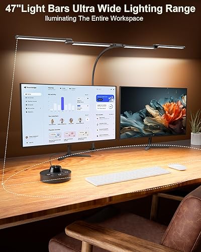 Miniatura 4 de Lámpara de escritorio LED con abrazadera, lámpara de escritorio ultra arquitecto de 24 W para oficina en casa, atenuación continua y cuello de cisne