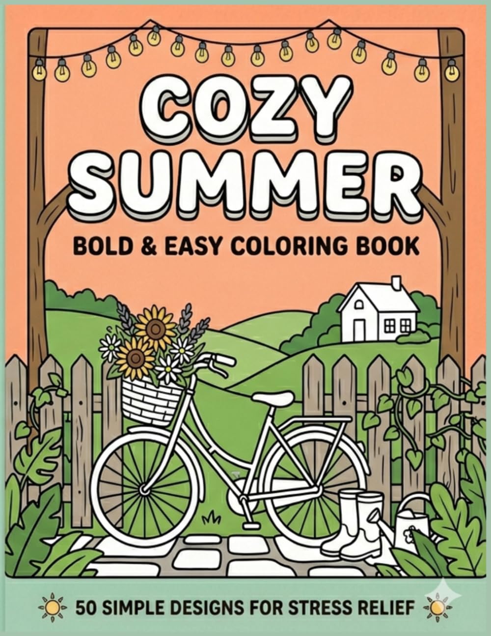 Cozy Summer: A Bold and Easy Coloring Book: 50 Simple and Relaxing Designs for Adults, Teens, and Seniors (The Simply Cozy Collection)