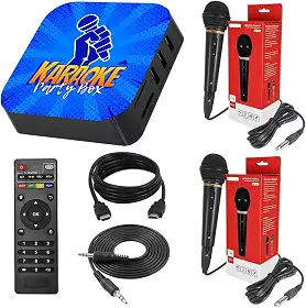 Karaoke Party Box Profissional Azul +de 2000 Músicas +2 Microfones Com Pontuação (Não Precisa de Internet) ORIGINAL