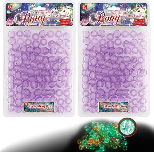 Vista 17 de Kit de 200 cuentas para hacer joyas, bricolaje, trenzar el cabello, pulsera, adornos, manualidades, poni redondo extra grande + 2 cuentas incluidas