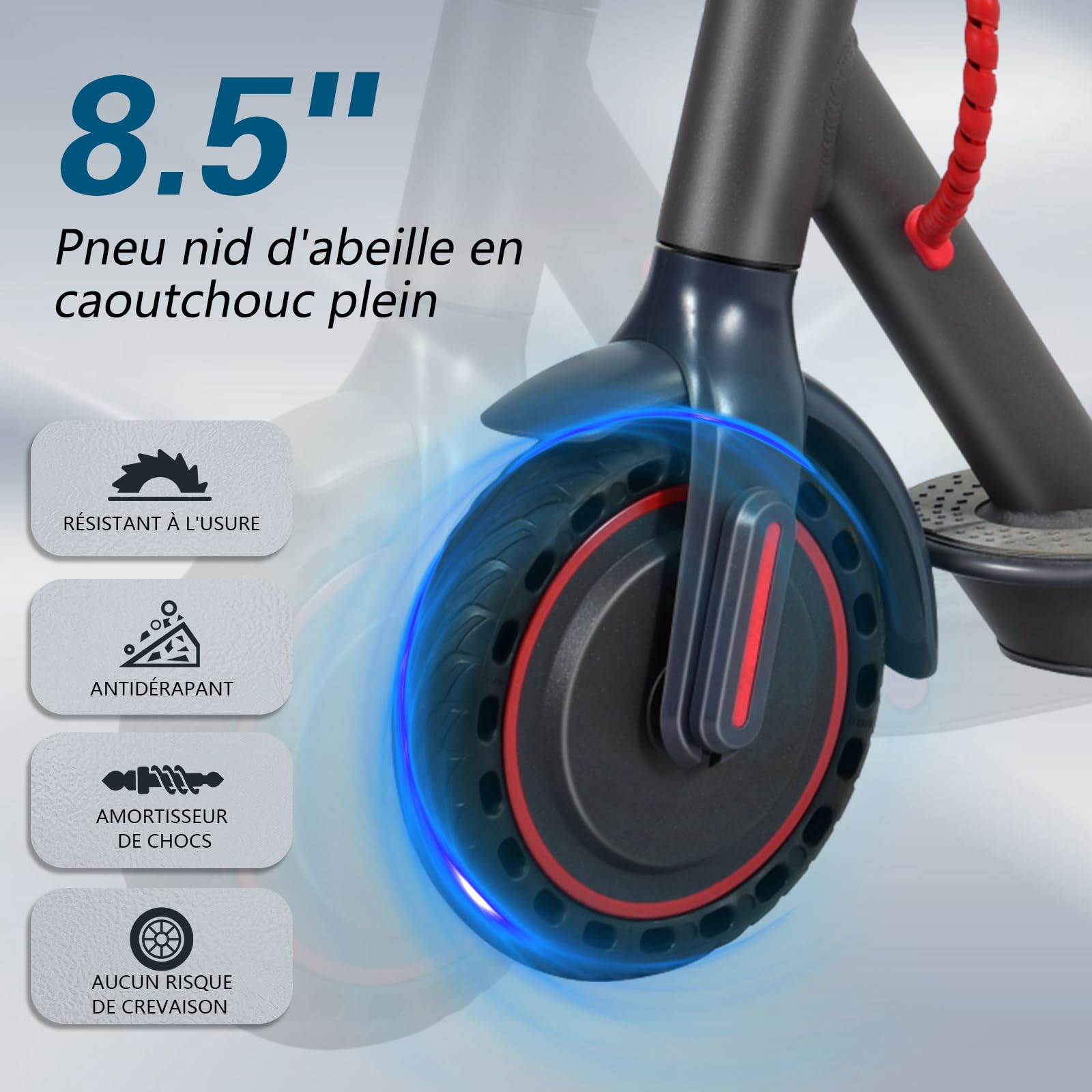 Trottinette Électrique Pliable, 8,5" Scooter Électrique Adultes, Batterie 7,5Ah, Moteur 350W, Vitesse Jusqu'à 25 km/h, 3 Vitesses, E-Scooter Léger Idéal pour Adolescents et Adultes