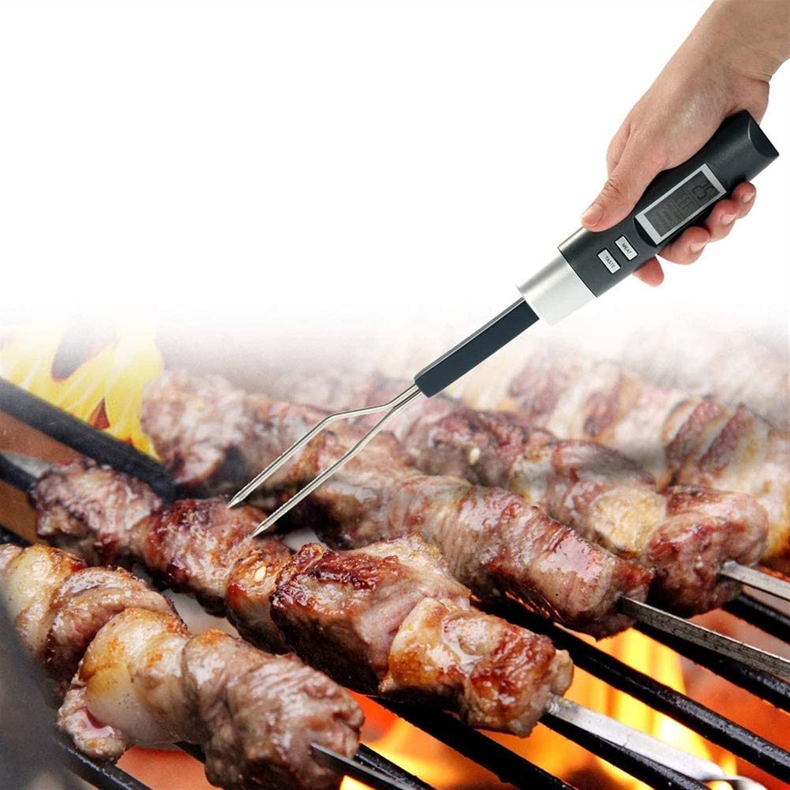 XMING Termómetro de Carne Tenedor con 6 Modos de cocción Digital, Termómetro de Comida para cocinar para la Cocina Barbacoa Termómetro de Bebidas Calientes de atasco de Leche de Agua