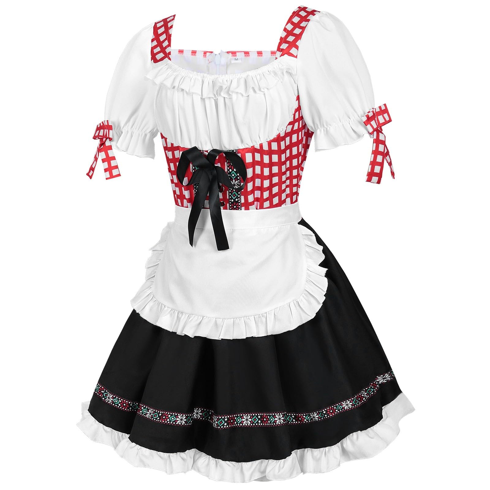 Robe traditionnelle d'été chic, Dirndl bavarois rouge de qualité supérieure - 7
