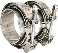 GaeaAuto 3 Inch Quick Release V-Band Clamps with Male Female Flanges, 304 Stainless Steel, 2 Pack for Turbo Downpipes