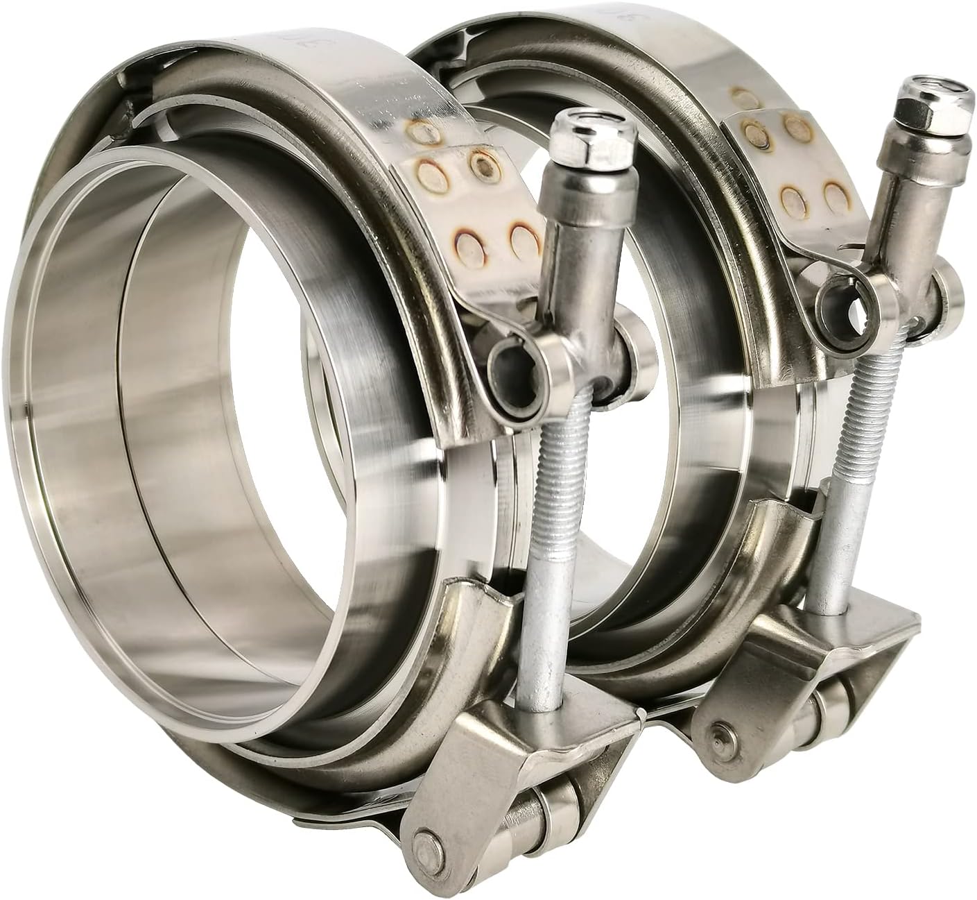 - 2 X 3 inch Quick Release V Band Clamp with Male Female Flanges 304 Stainless Steel for Turbo Downpipes, 2 Pack