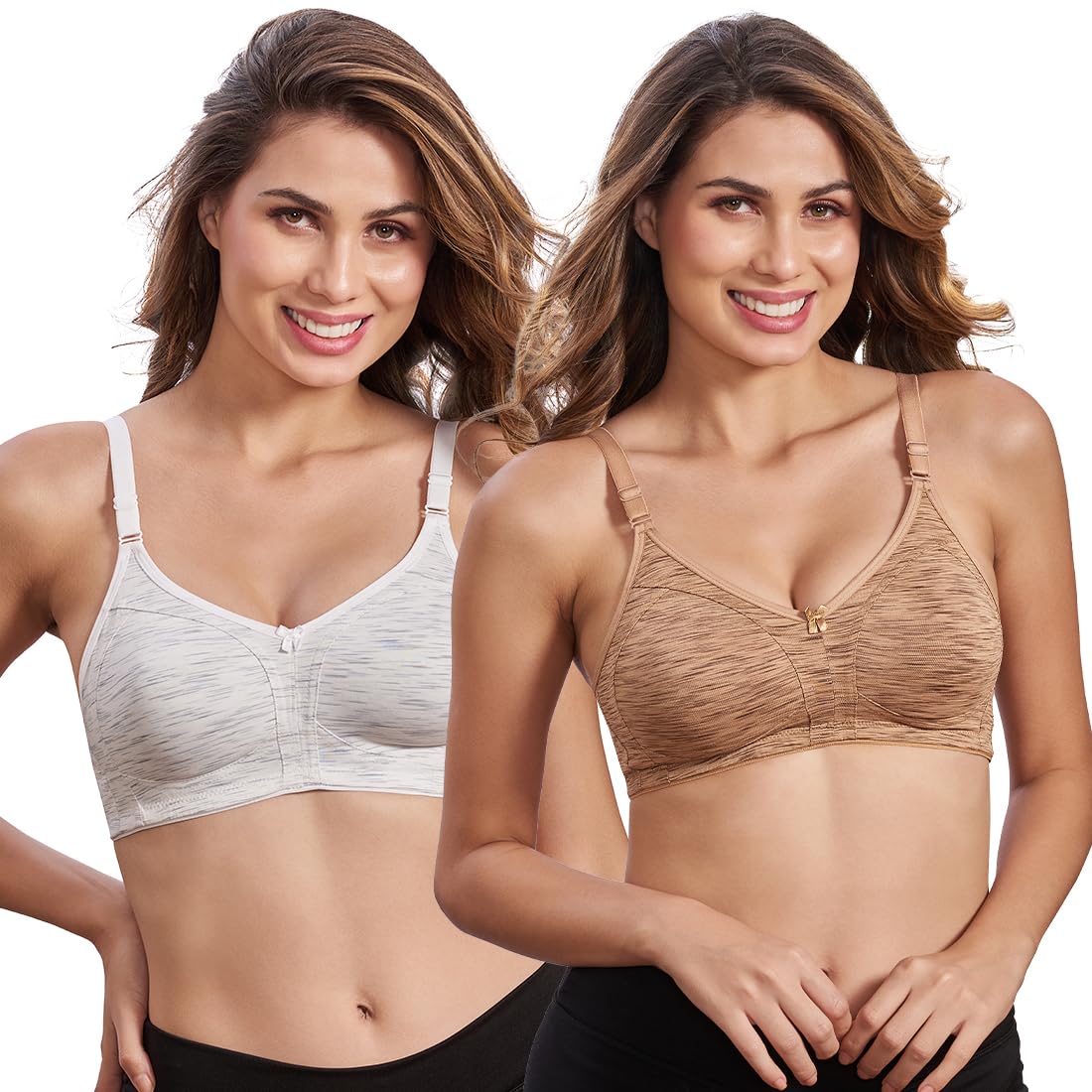 maroon Multicolor Classic Milanch Full Support Non-Shrink, Non-Wired, Non-Padded, Sweat Absorbent 418 Pack of 2 Everyday Bra Combo with Cooling Fabric-picture-34
