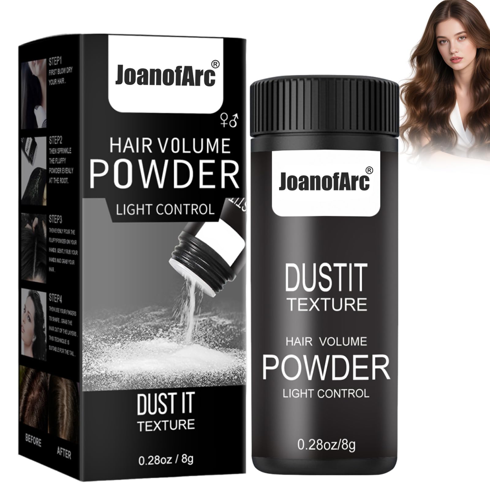 JoanofArc Hair Styling Powder for Men Women - 0 28oz 8g Volumizing Texturizing Hair Powder Hair Styling and