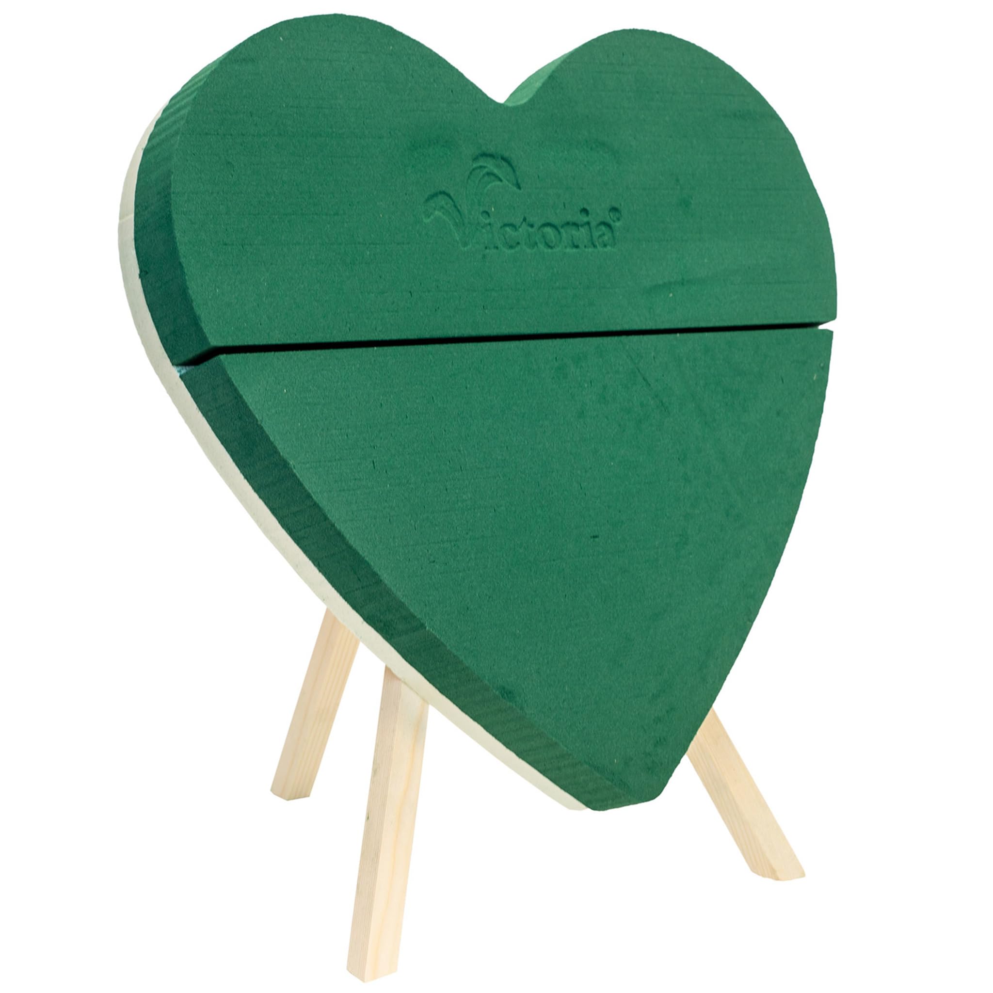 Mousse florale humide en cœur 30cm avec son support en bois stable pour les compositions de fleurs fraîches