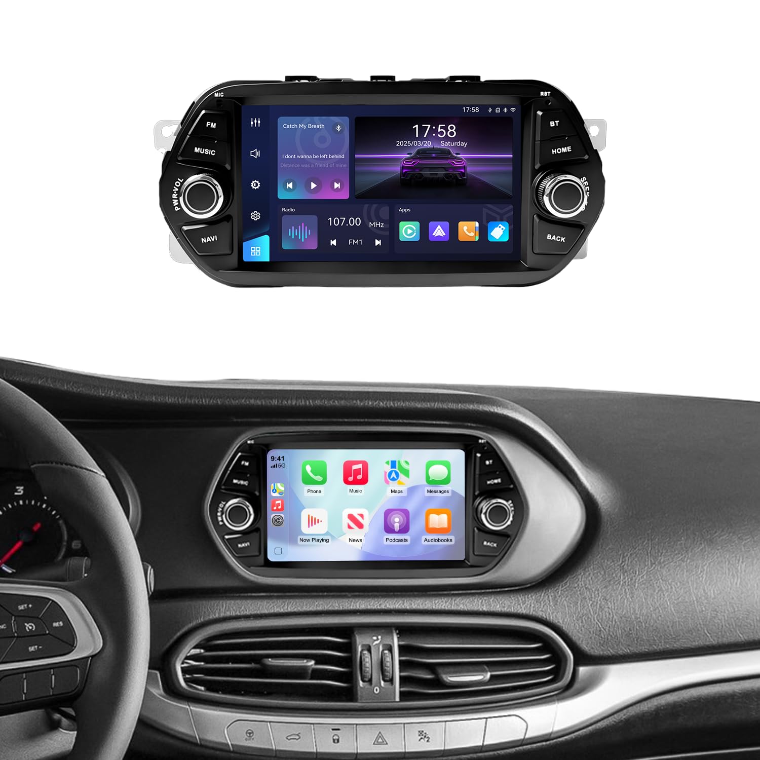 Linux radio samochodowe do FIAT Tipo/Egea (2015-2017) z CarPlay i Android Auto | 7-calowy wyświetlacz HD, Plug & Play, Bluetooth, FM/AM/RDS/USB/DSP