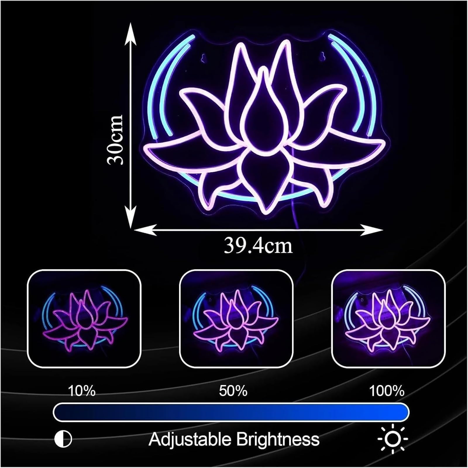 Per insegna al Per neon a forma di fiore loto per decorazione murale luce dimmerabile