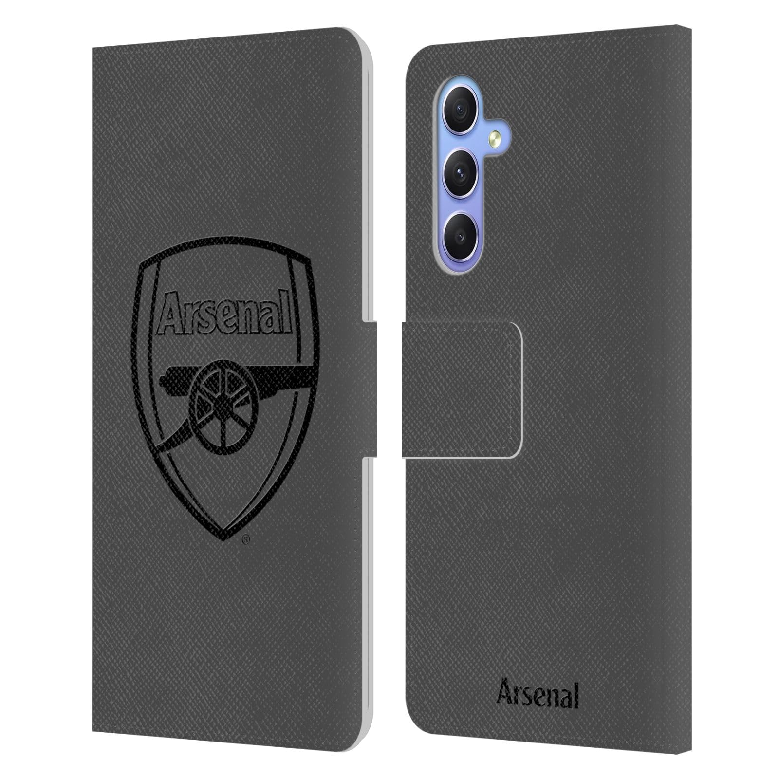 Head Case Designs Officially Licensed Arsenal FC Black Logo Crest 2 Leather Wallet Case Compatible With Samsung Galaxy A34 5G