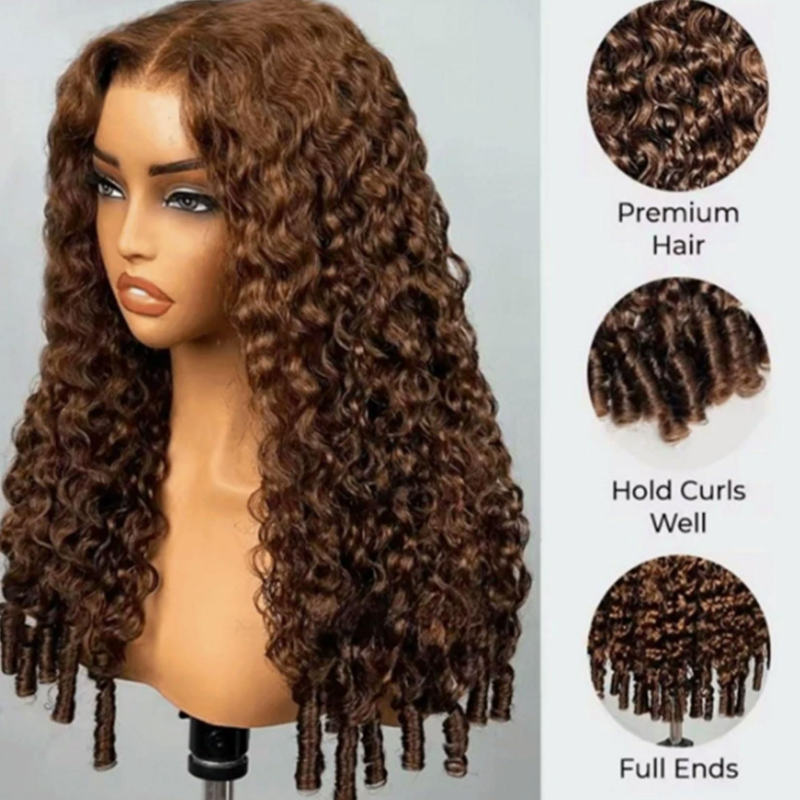 Parrucca Mezza Riccia Birmana 3 in 1 in Capelli Umani per Donne Nere,22inch