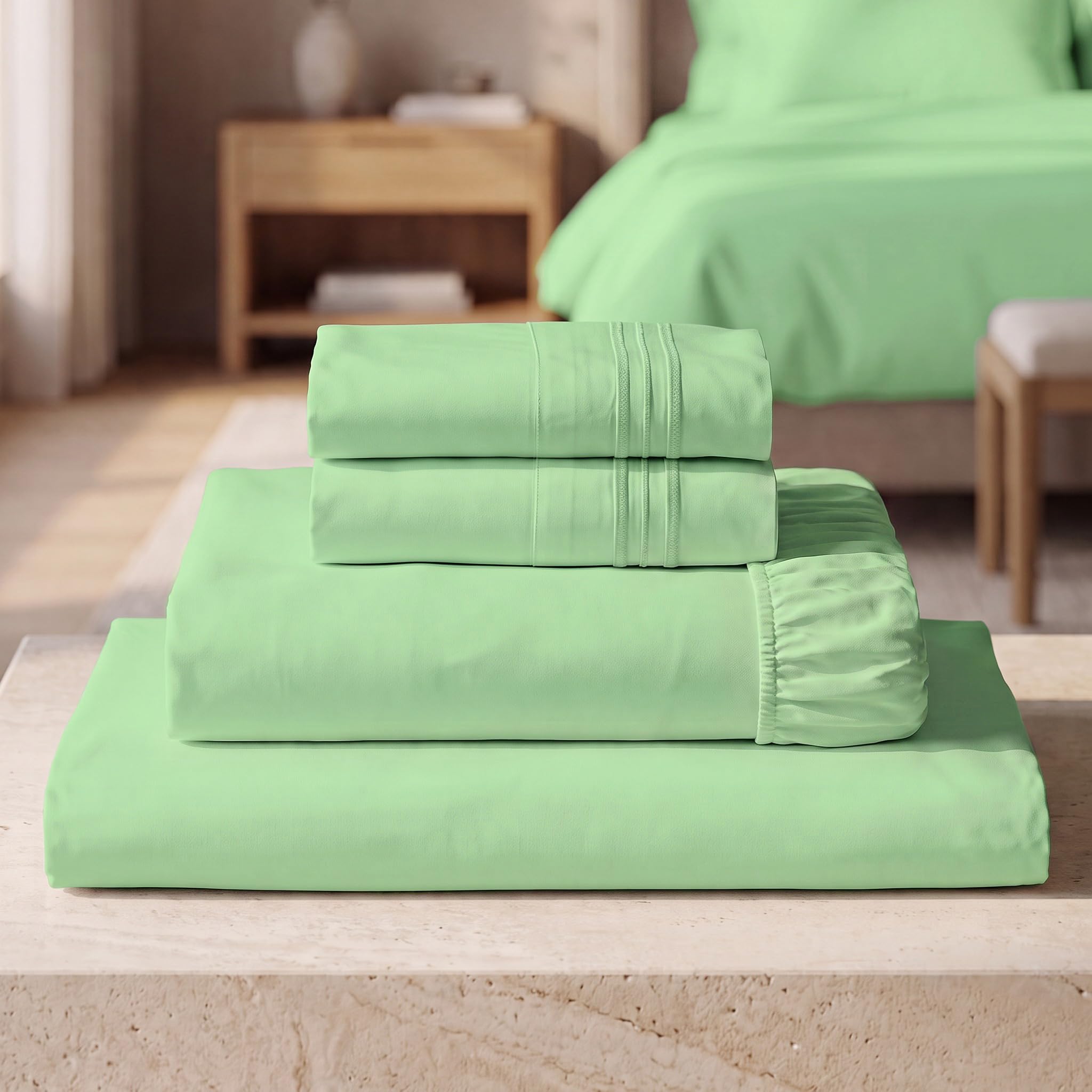Mellanni Iconic 4-Piece, Ultra Soft Sheet Set (Full, Pistachio)