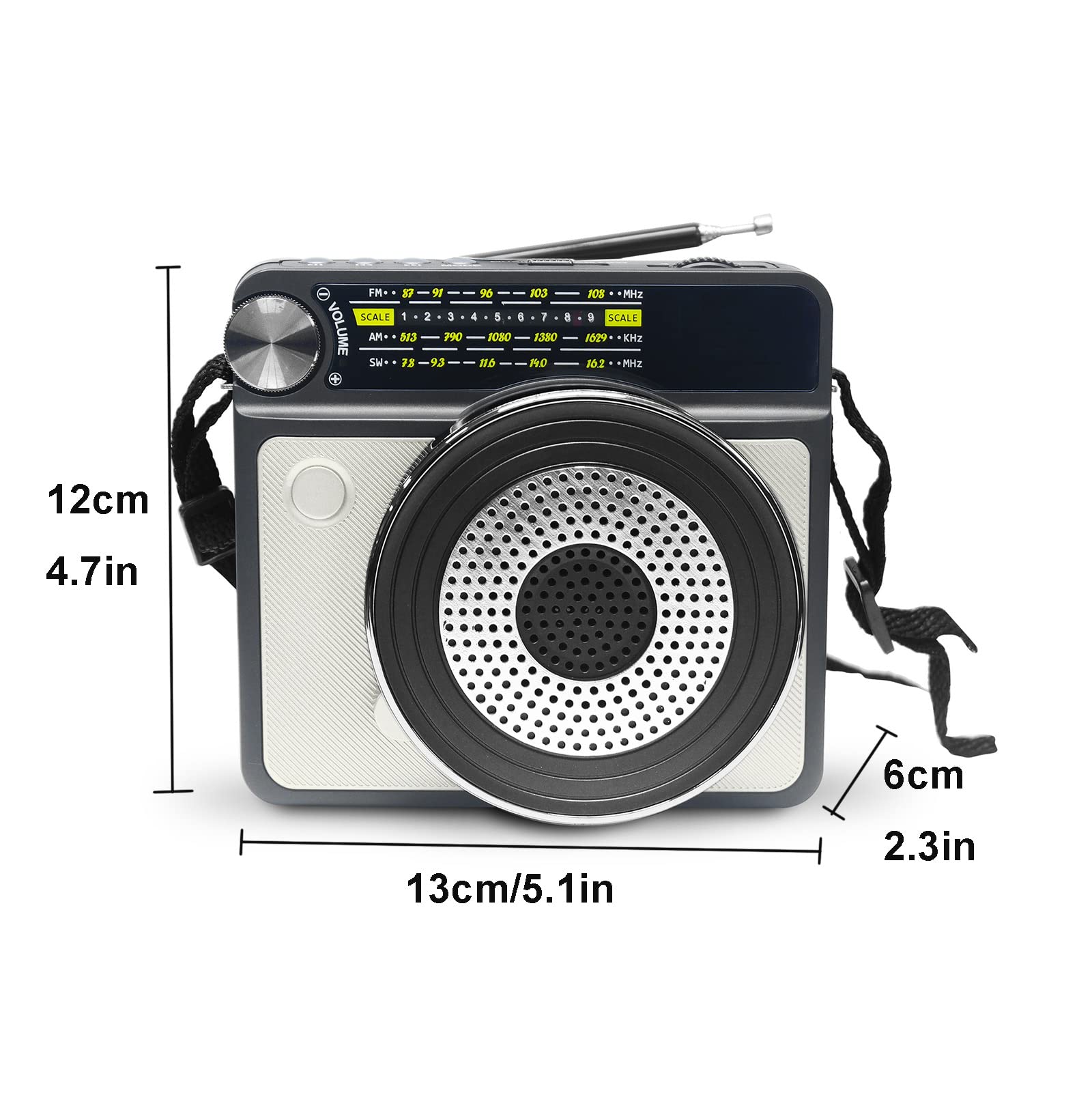 Radio Portable Vintage FM/AM/SW, Bouton de réglage, Prise en Charge de la Carte Bluetooth/TF/AUX/LecteurUSB,Noir