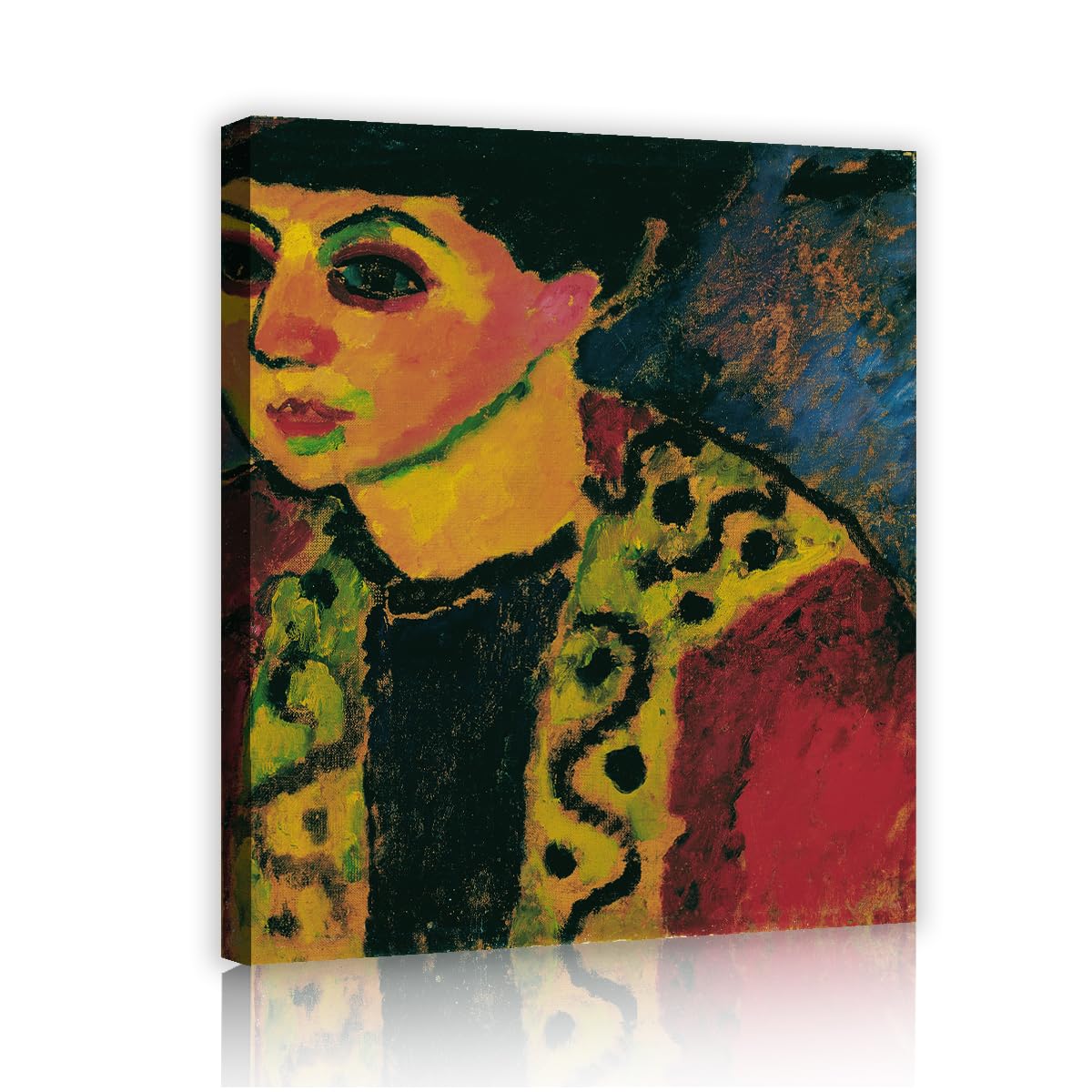TOANGWALL Colorful Fauvism Portrait Canvas Wall Art Hallway Alexej von Jawlensky Schokko with Wide Brimmed Hat Famous Painting Framed Prints for Lounge Decor 65x80cm