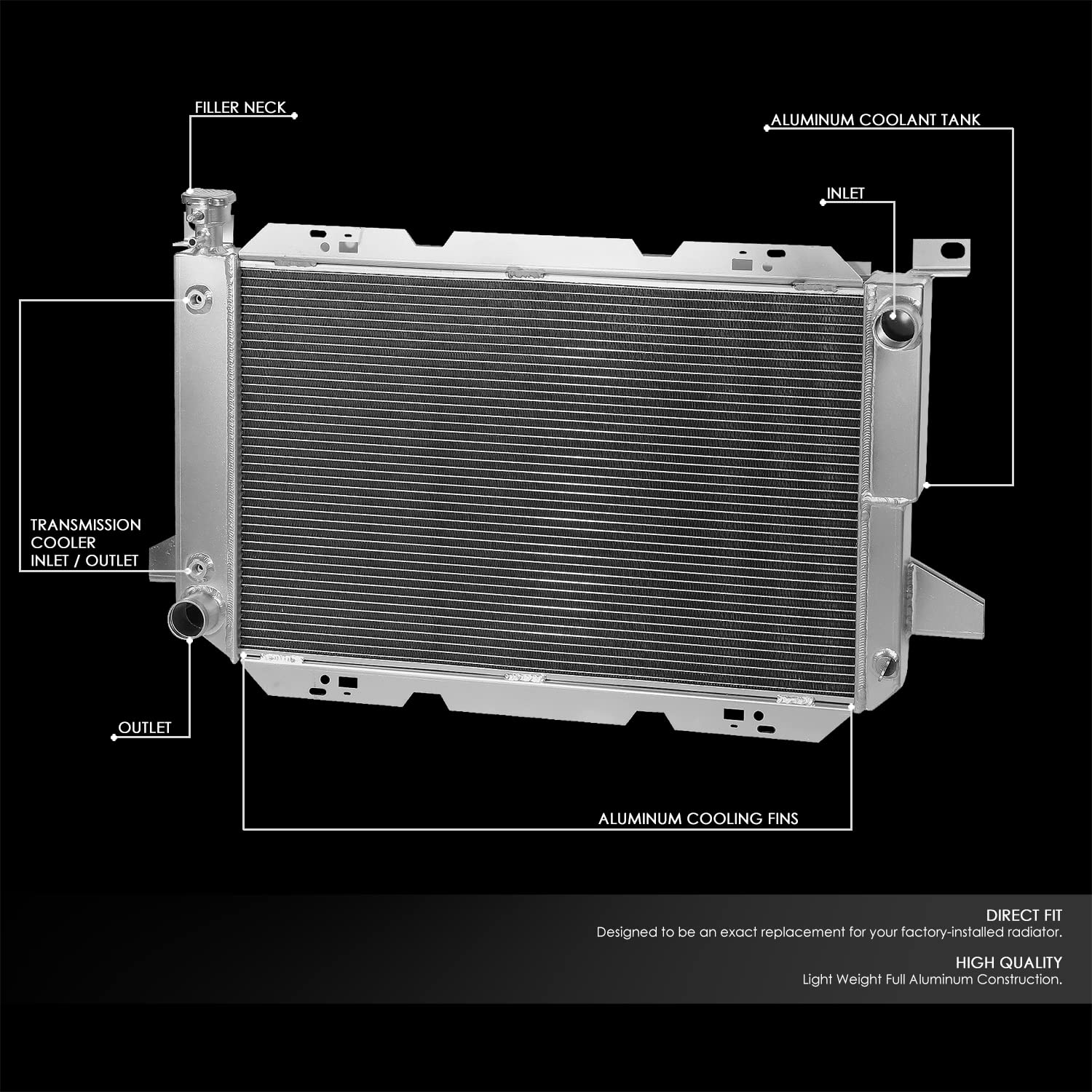 DNA Motoring RA-F150-85V8-3 3-Row Full Aluminum Radiator