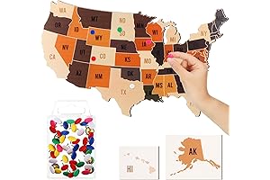 Wooden Board Map of the United States