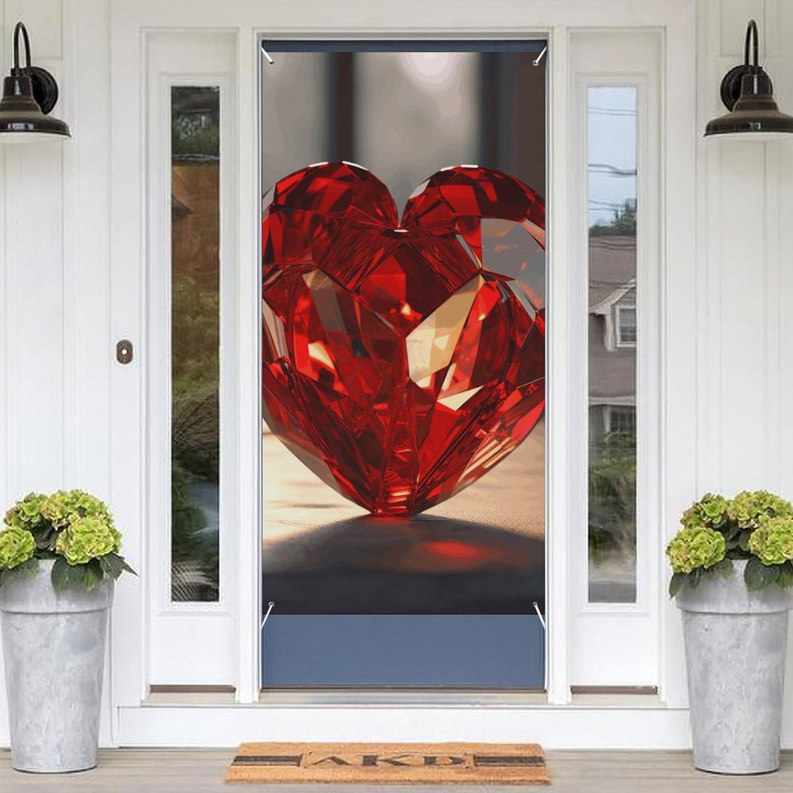 KLOPH Door Cover Decoration Welcome Door Banner Porch Sign Photo Background Doors Curtains for Doorway Privacy Window Curtain A Heart Shape Porch Cover Indoor Outdoor Decor 70.9x35.4in