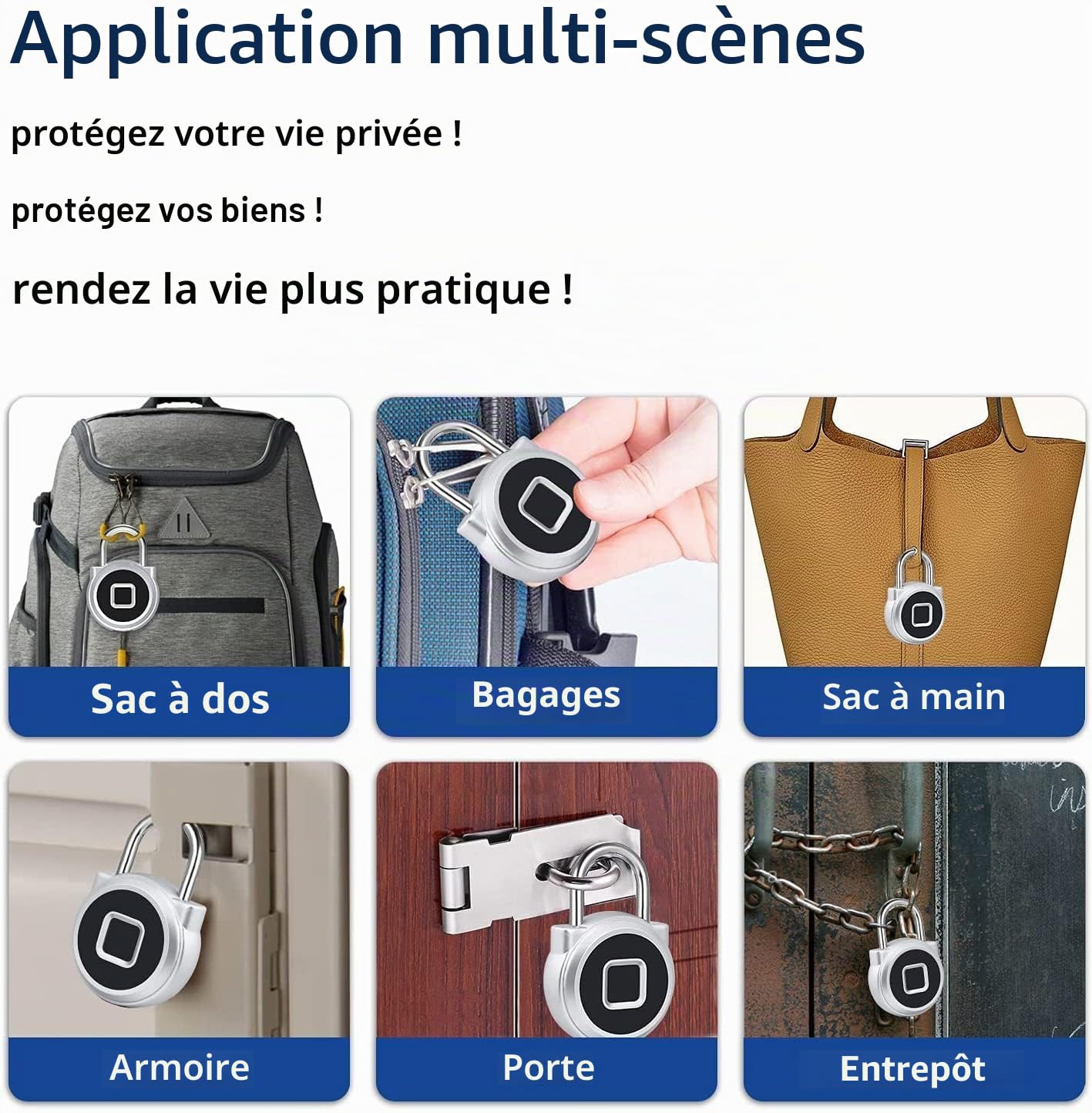 Cadenas à empreintes digitales, Eseesmart Bluetooth Cadenas d'extérieur sécurisé et résistant aux intempéries, Chargement USB, Pour clôture, portail, abri de jardin, salle de sport