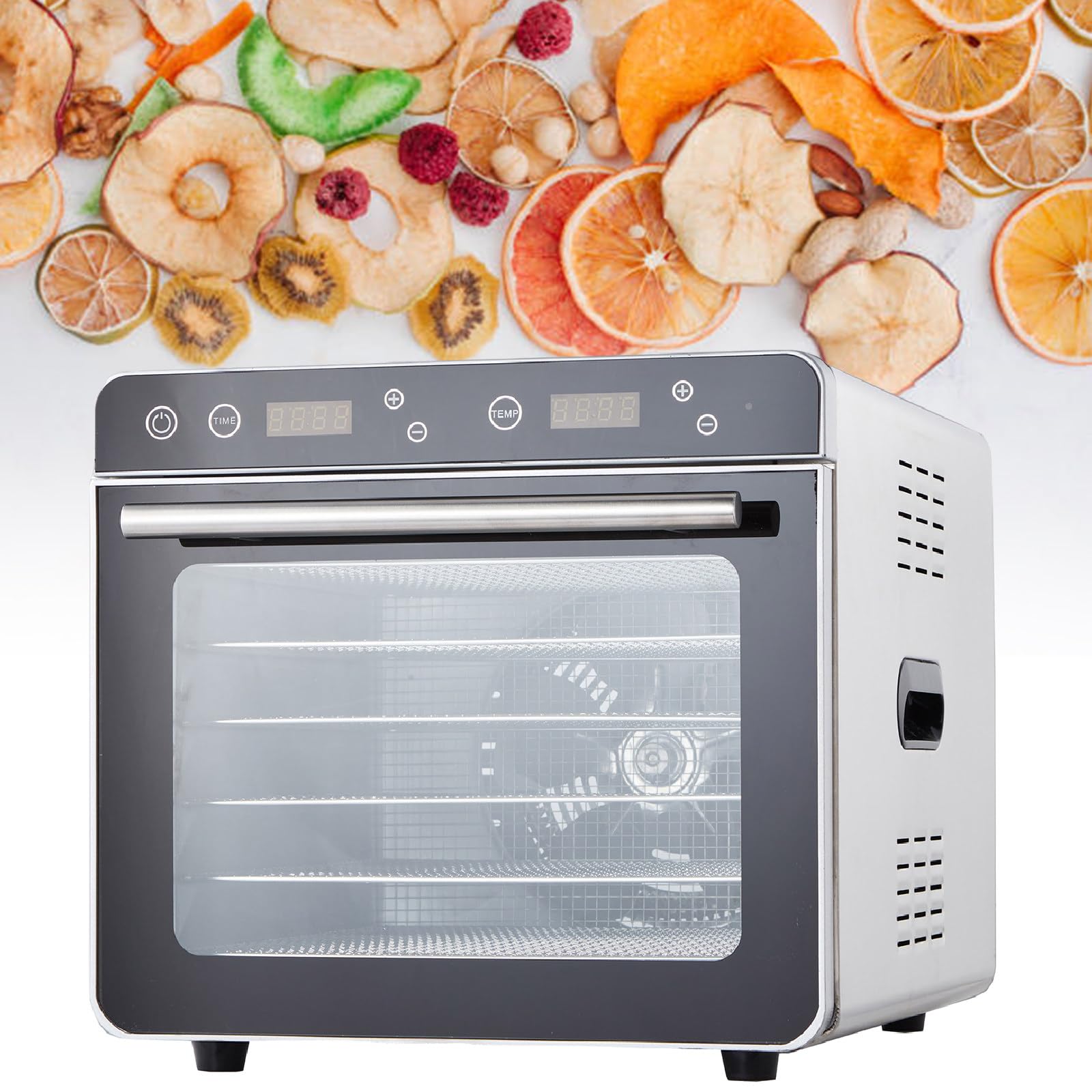 Essiccatore Per Frutta, Timer Digitale Regolabile E Controllo Della Temperatura | Essiccatore Per Carne Secca, Erbe, Carne, Manzo, Frutta E Verdure Essiccate,6Tray-220V