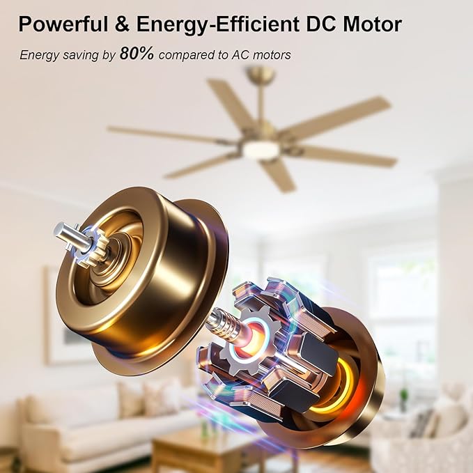 Ventilador de Techo 64 Pulgadas con Luz, 6 Aspas, 6 Velocida miniatura 6