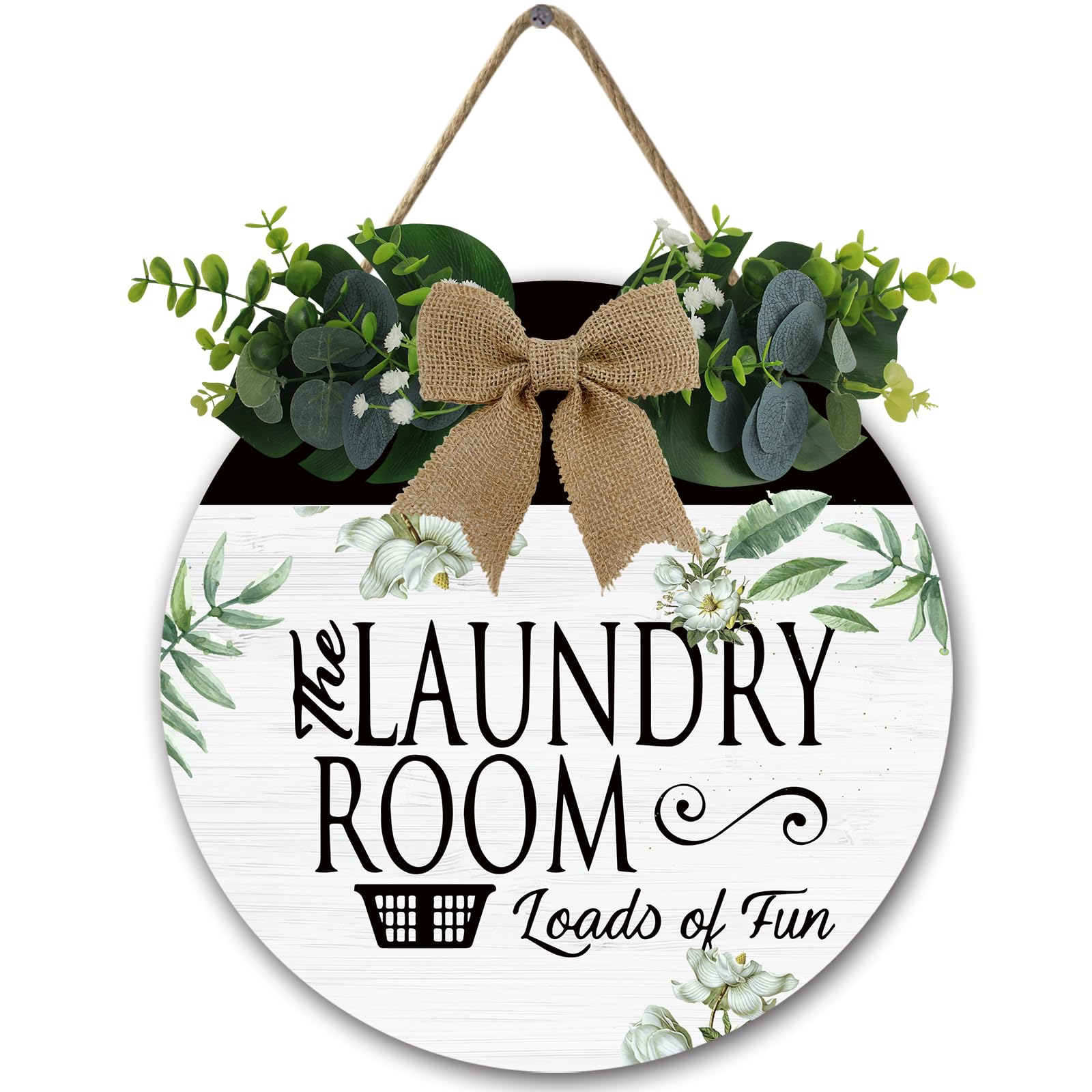 The Laundry Room Loads Of Fun Sign,Farmhouse Laundry Room Decor,Rustic Round Wooden Sign,For Home, Office, Store Or Restaurant