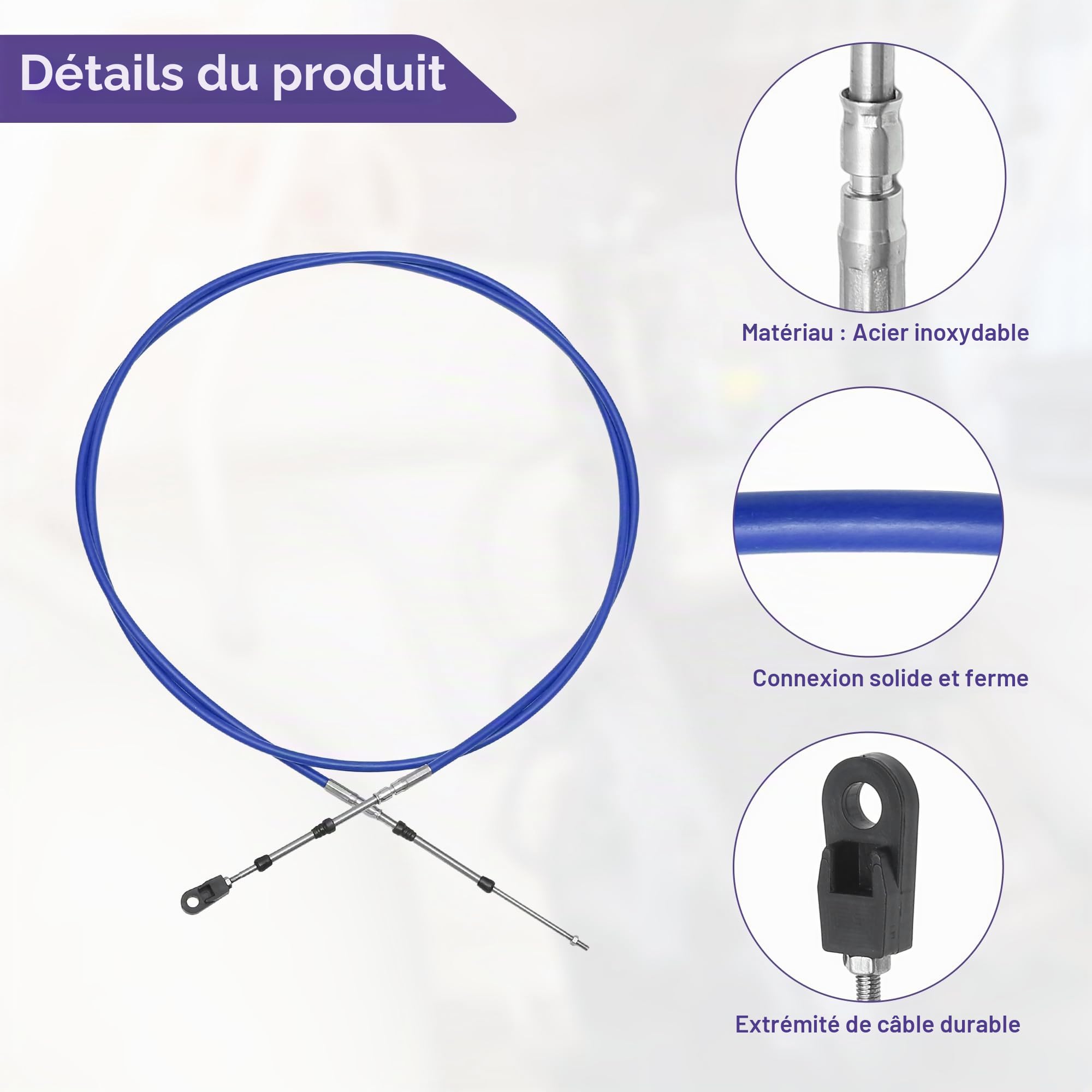 X AUTOHAUX Lot de 2 câbles de commande d'accélérateur pour moteur hors-bord Yamaha