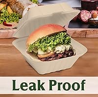 Vista 5 de Raj Eco To Go Contenedores de alimentos de 6 pulgadas con cubierta compostable, cajas desechables para llevar alimentos Contenedores para llevar