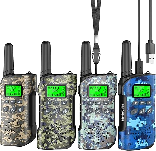 Miniatura 23 de Walkie Talkies Juguetes para niños recargables, radio de 2 vías de largo alcance, juegos de campamento al aire libre, juguetes de fiesta para niños