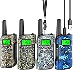 Inspireyes Walkie Talkies for Kids Rechargeable,Toys for Boys and Girls Ages 3-12, 4 Pack Long Range 2-Way Radios, Birthday Gifts,Christmas Stockings, Outdoor Play, Family Games, Hiking Camping Gear
