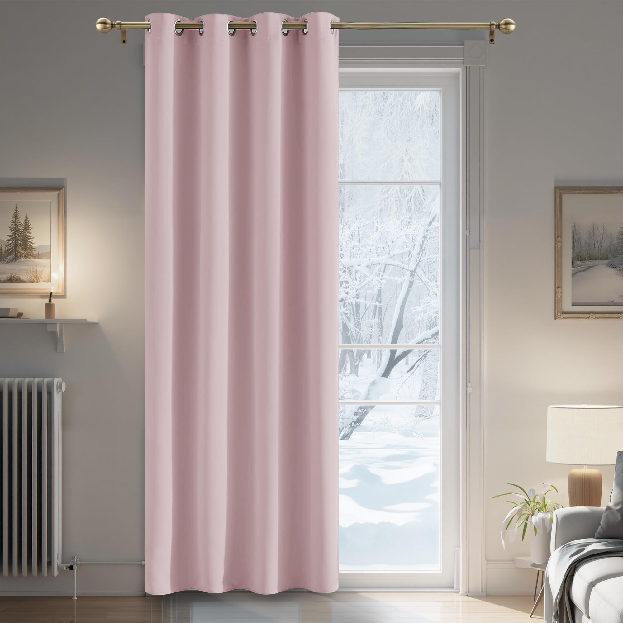 PONY DANCE Cortinas Infantiles Niña Opaca 1 Pieza Cortina Termica Aislante Frio y Calor para Ventana de Puerta Salon Dormitorio, 140x240 CM (Ancho x Alto), Rosa Claro Global Recycled Standard Global Recycled Standard OEKO-TEX STANDARD 100 Global Recycled Standard