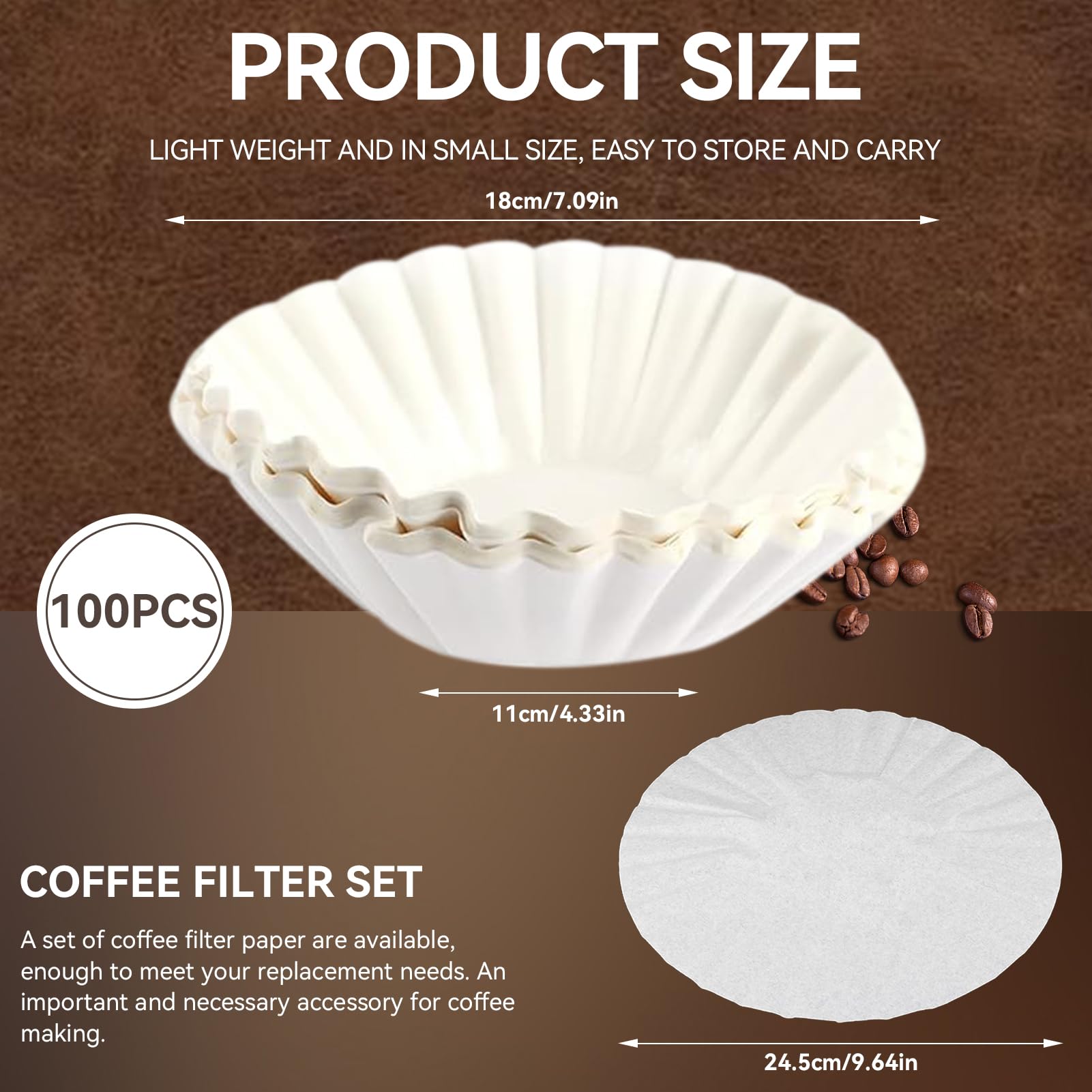 Filtri Caffe Americano, Coffee Filter Paper, Come Una Ciotola Sostituzione Dei Filtri Di Carta Da Caffè Usa E Getta Accessorio Di Ricambio Per Carta Da Filtro Per Caffè Per Caffettiera(100)