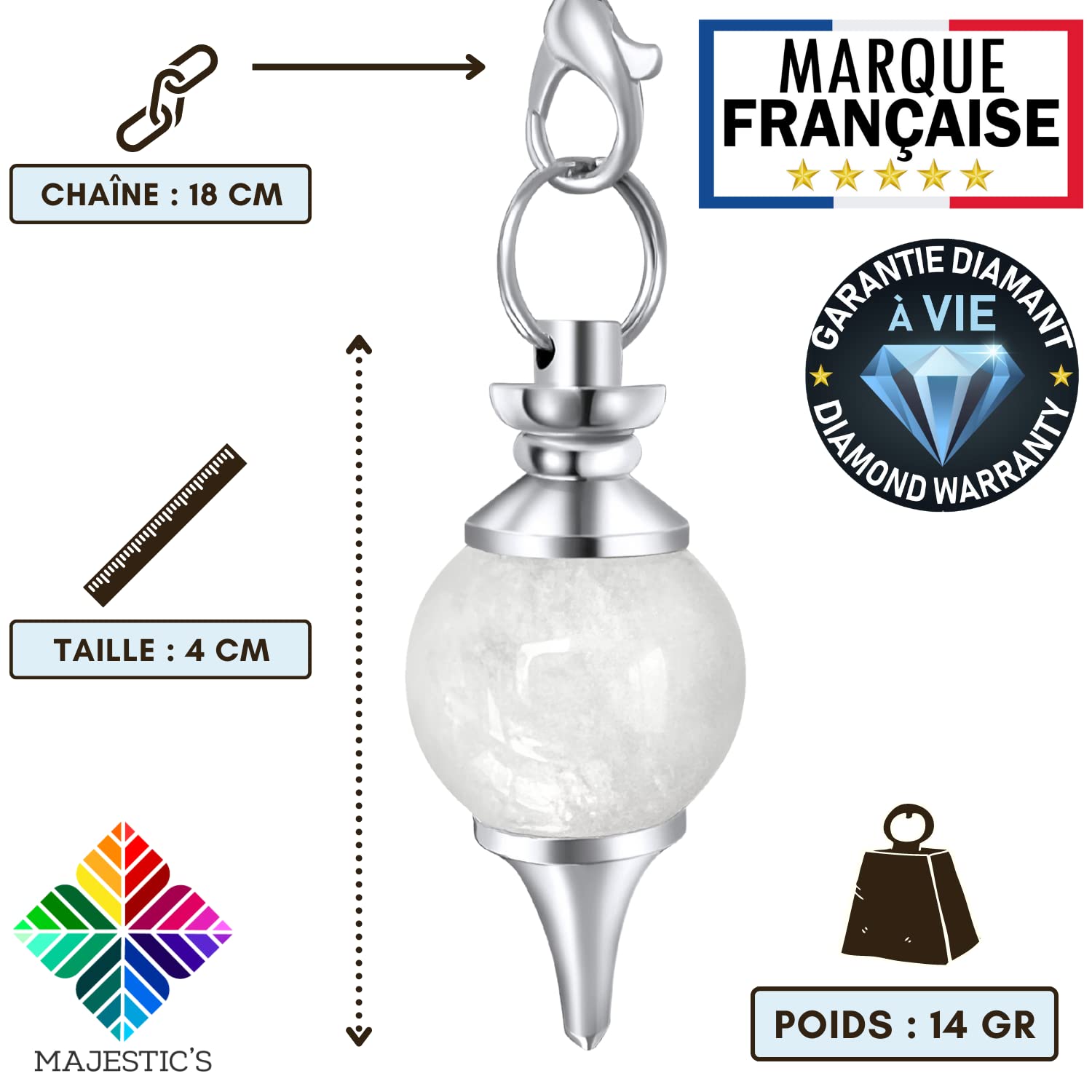 Pendule divinatoire de Radiesthésie en Améthyste, Cristal de Roche et Œil de Tigre – Pendules Sephoroton en Pierre Naturelle – 14 GR [𝐆𝐀𝐑𝐀𝐍𝐓𝐈𝐄 𝐀 𝐕𝐈𝐄]
