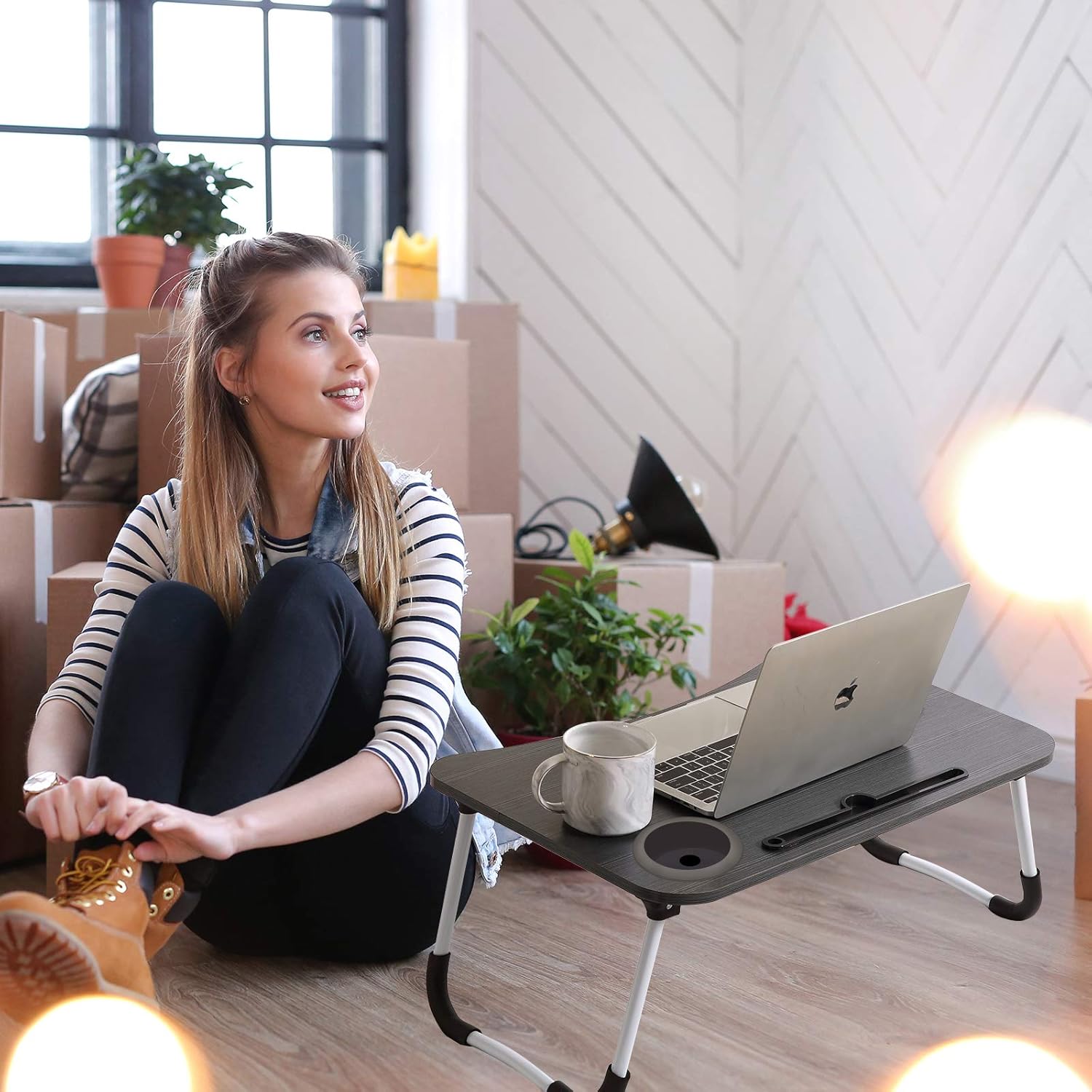 Exclusive Special Lap Desk Foldable Portable Bed Desk for Laptop with Cup Slot and Writing with Notebook Stand Breakfast Bed Table Book Holder Laptop Bed Tray for Sofa, Bed, Terrace, Balcony, Garden(Black)