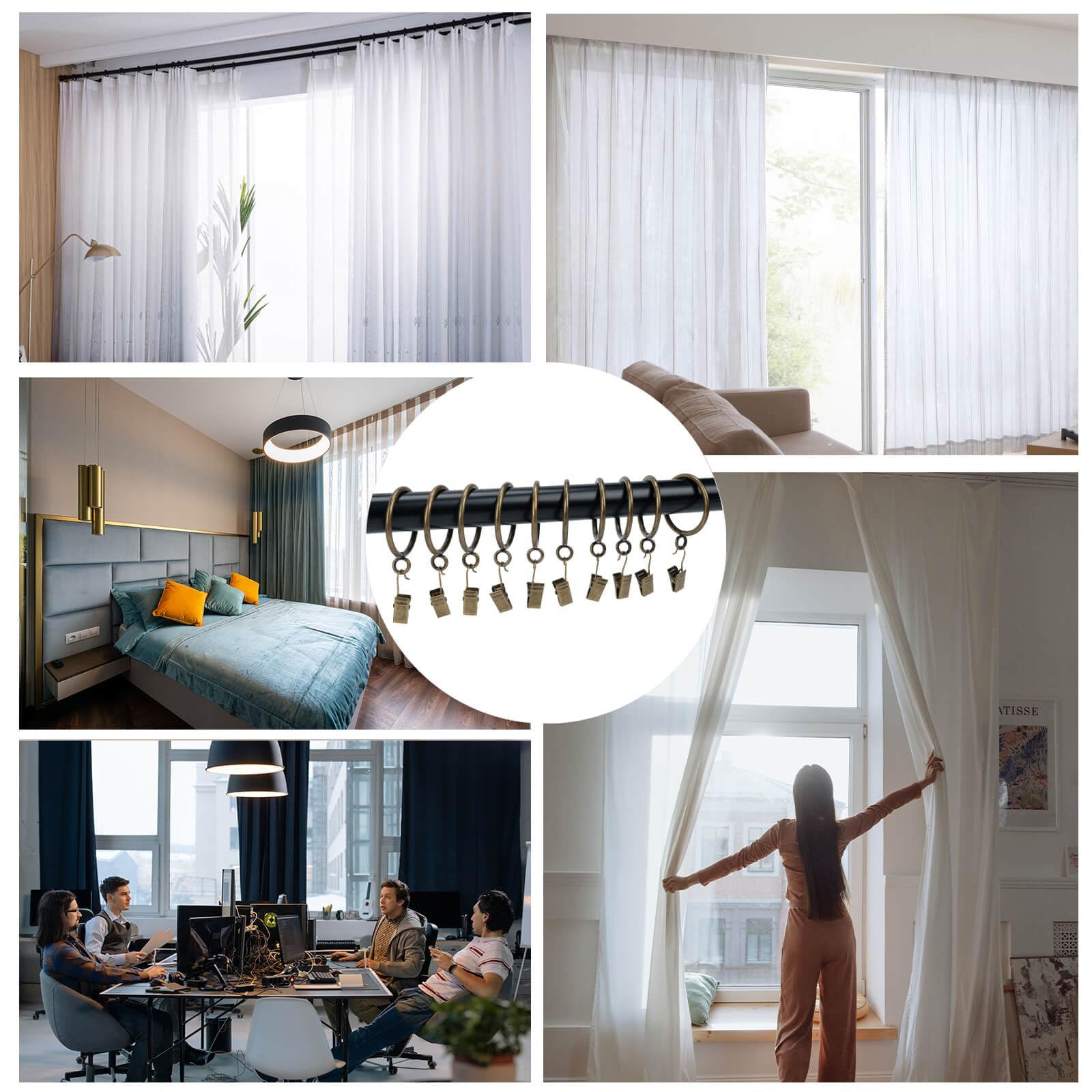 Jwtyu 100 Stück Gardinenringe Mit Haken - 32mm Für Vorhangstangen