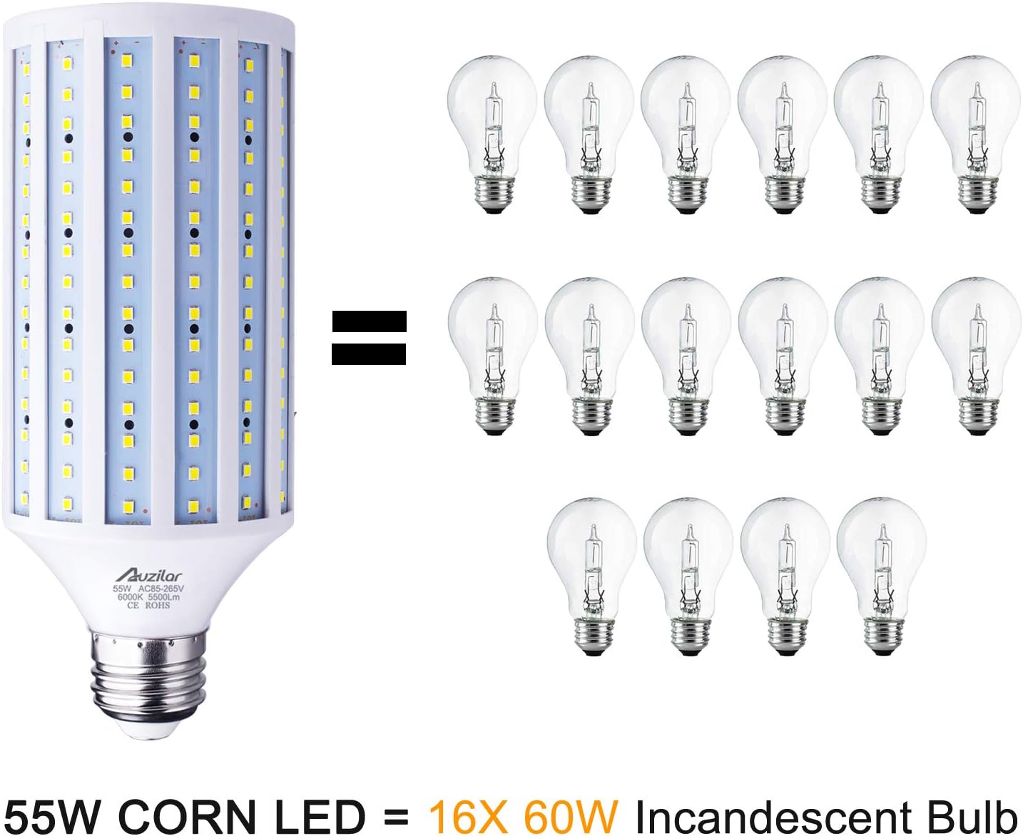 Up To 40% OFF 55W LED Corn Light Bulb (E39 Large Mogul Base) 5500Lm 6000K Cool White Daylight, for Metal Halide HID HPS Replacement Garage Parking Lot High Bay Warehouse Street Lamp Lighting 85V-265V Limited Stock 55W LED Corn Light Bulb (E39 Large Mogul Base) 5500Lm 6000K Cool White Daylight, for Metal Halide HID HPS Replacement Garage Parking Lot High Bay Warehouse Street Lamp Lighting 85V-265V
