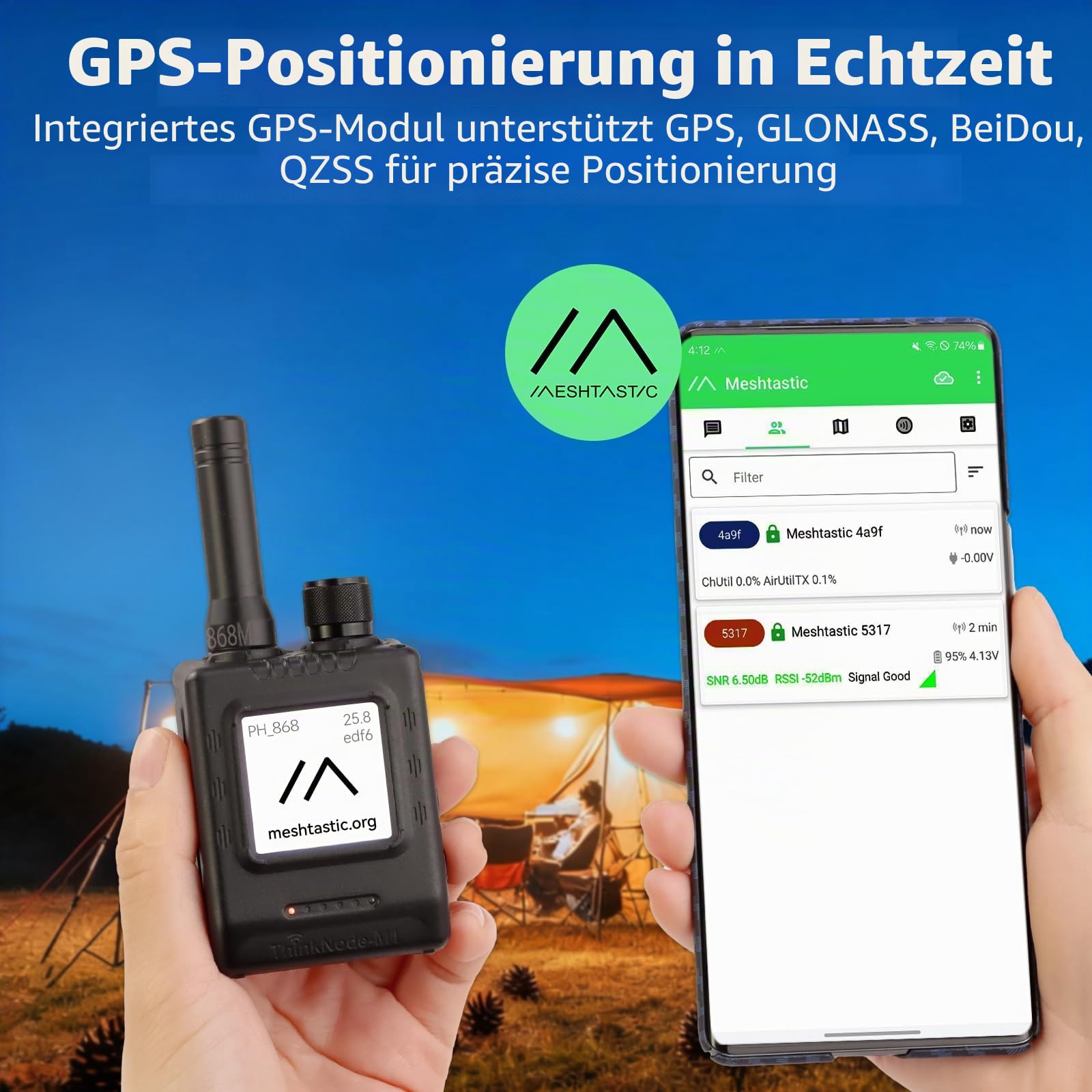 ELECROW Meshtastic LoRa Funkmodul mit GPS & nRF52840 – ThinkNode M1, tragbares Langstrecken-Funkgerät mit 1,54 Zoll EPD Display & Gehäuse, SX1262 868MHz, 1200mAh Akku für Outdoor & DIY-Projekte