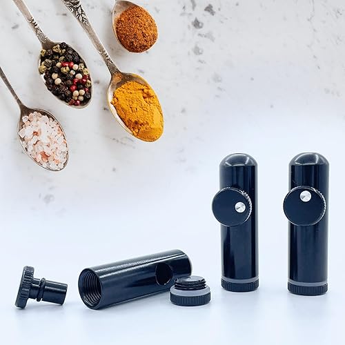 Miniatura 4 de OMG - Paquete de 3 mini botellas portátiles para especias, botella de metal a prueba de fugas (versión actualizada de 2ª generación). Gran botella