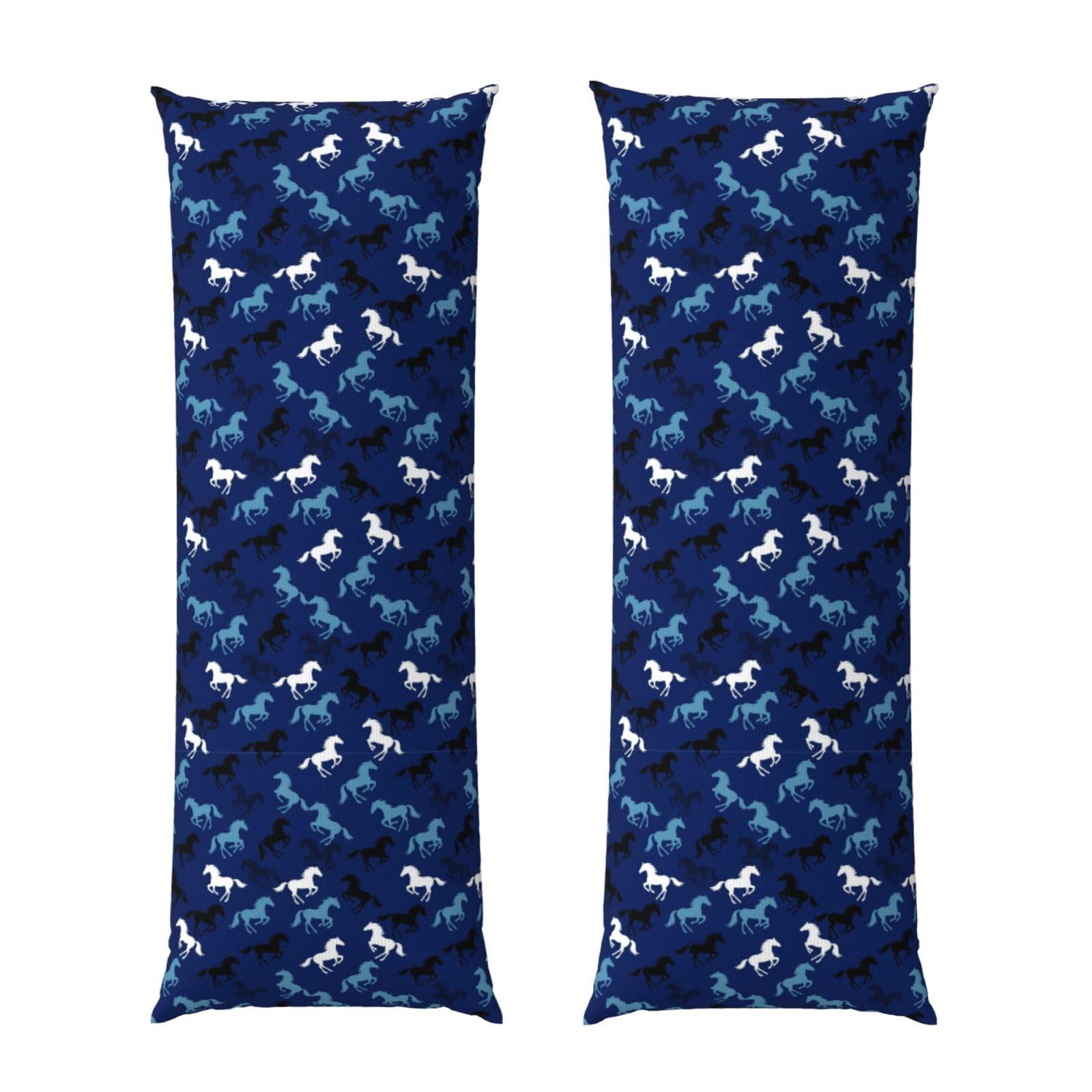 Body Pillow Cover 20x54 Inch, Sea Blue Camouflage Camo Horse, Plush Velvet Long Pillowcase with Zipper, Softffy Rectangular Case for Couch Bed Hotel Decor