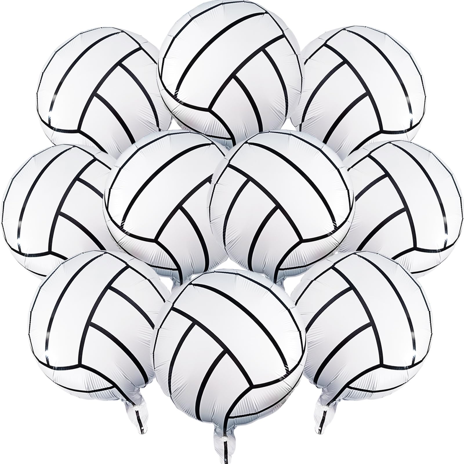 Photo 1 of 10 Pcs Volleyball Balloons 20 Inch Volleyball Pattern Foil Ballon for Volleyball Themed Birthday Party Suppiles Volleyball Game Day Decorations