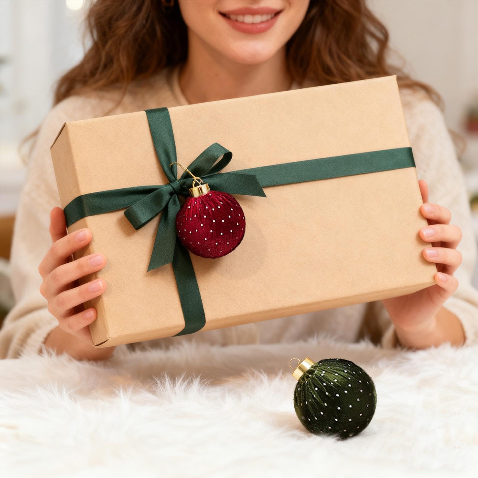 Boules de Noël en Velours Lot de 15 décorations d'intérieur incassables