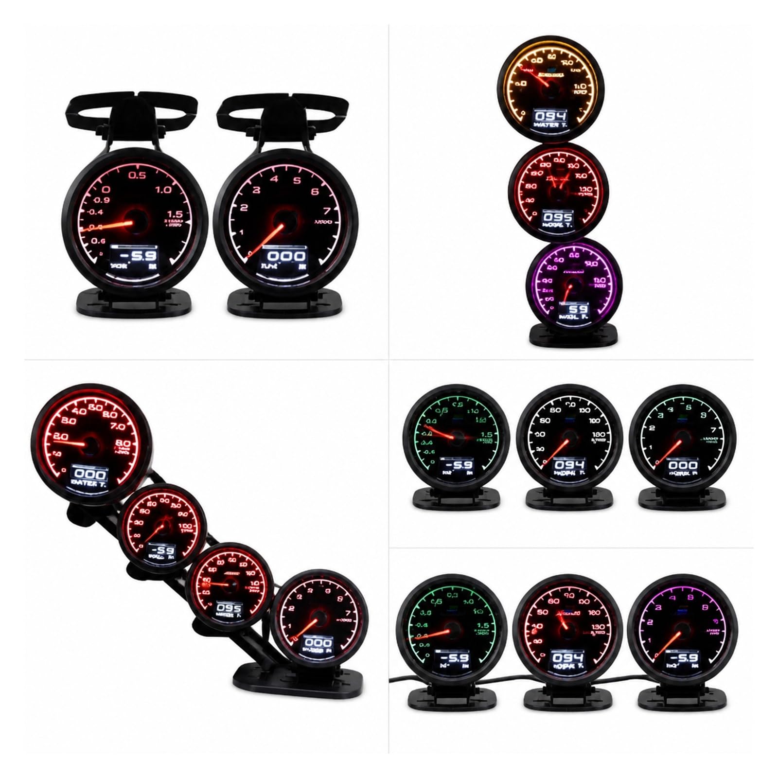 Manómetro, Juego De Medidores RPM, Presión Aceite Digital LCD, Temperatura Del Agua, Turbo Boost